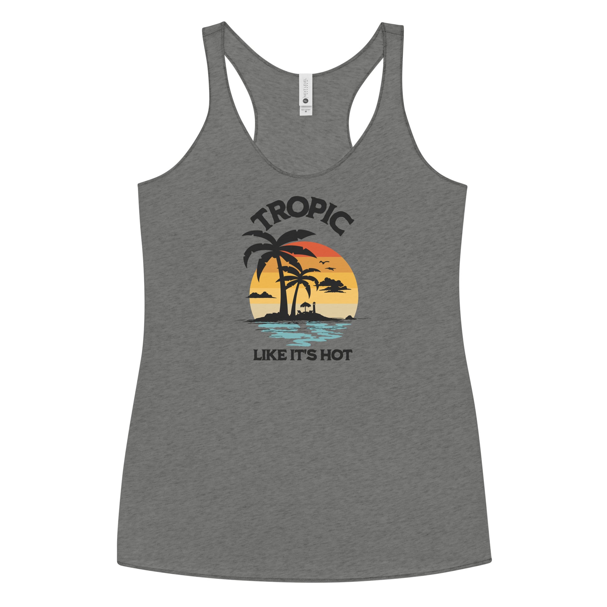 Tropic Like It's Hot Women's Summer Racerback Tank Top Premium Heather