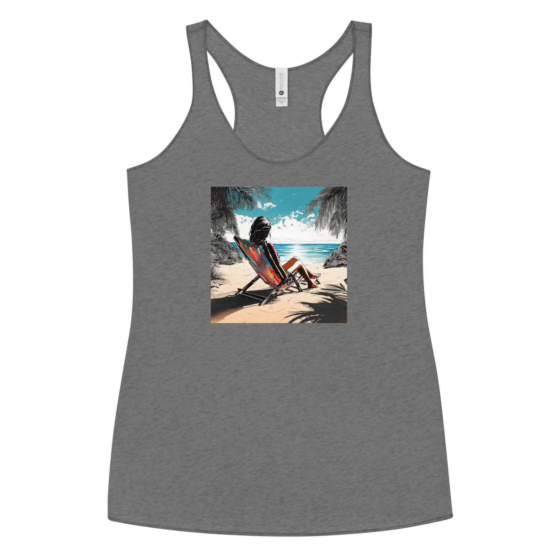 Relaxing on the Beach Women's Racerback Summer Tank Top Premium Heather