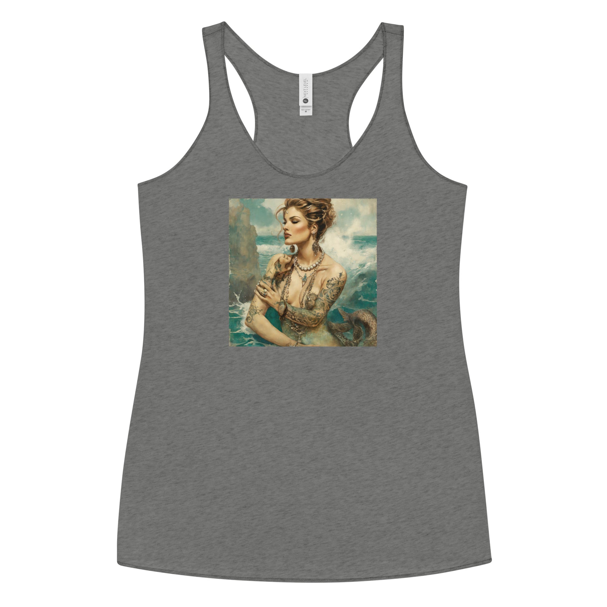 Mermaid with Tattoos Women's Racerback Tank Top Premium Heather