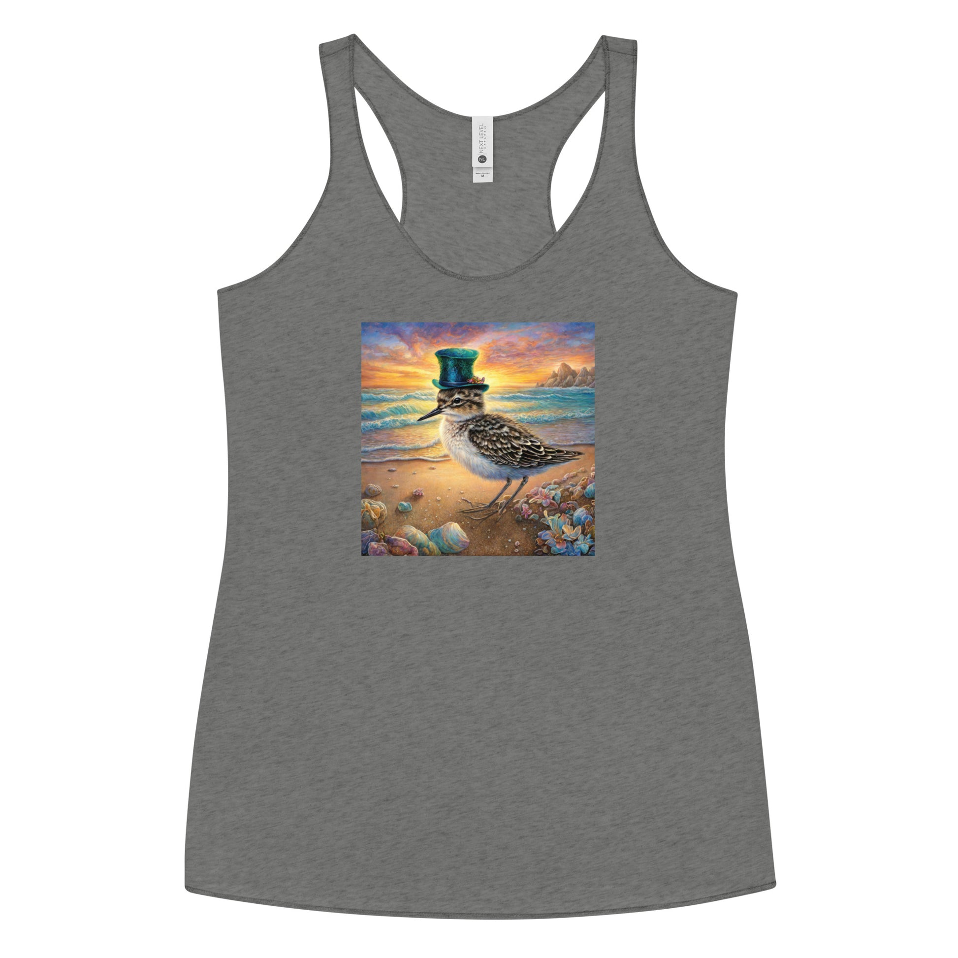 Sandpiper in Top Hat Women's Racerback Beach Tank Top Premium Heather