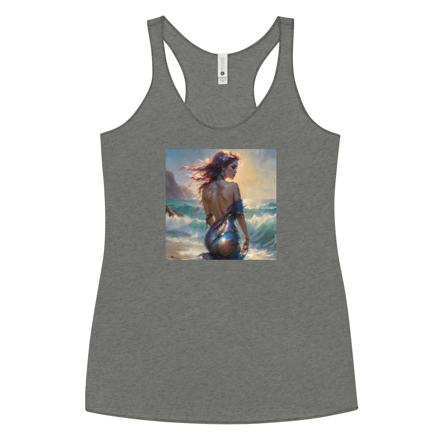 Enchanting Mermaid on Beach Women's Racerback Tank Top Premium Heather