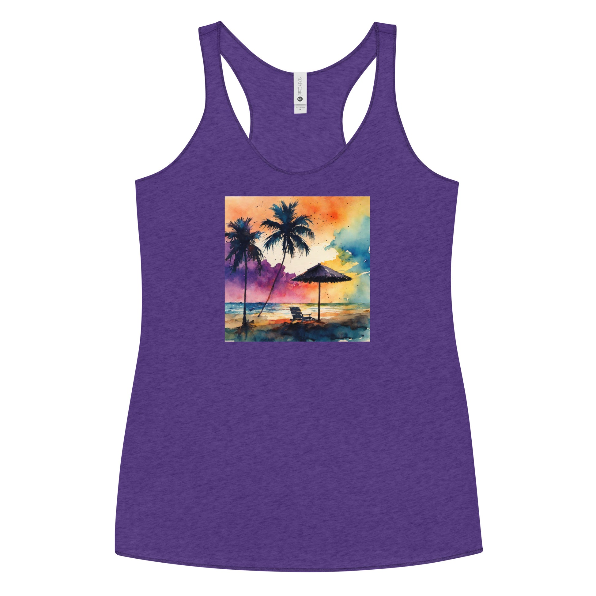 Beautiful Summer Paradise Women's Beach Racerback Tank Top Purple Rush