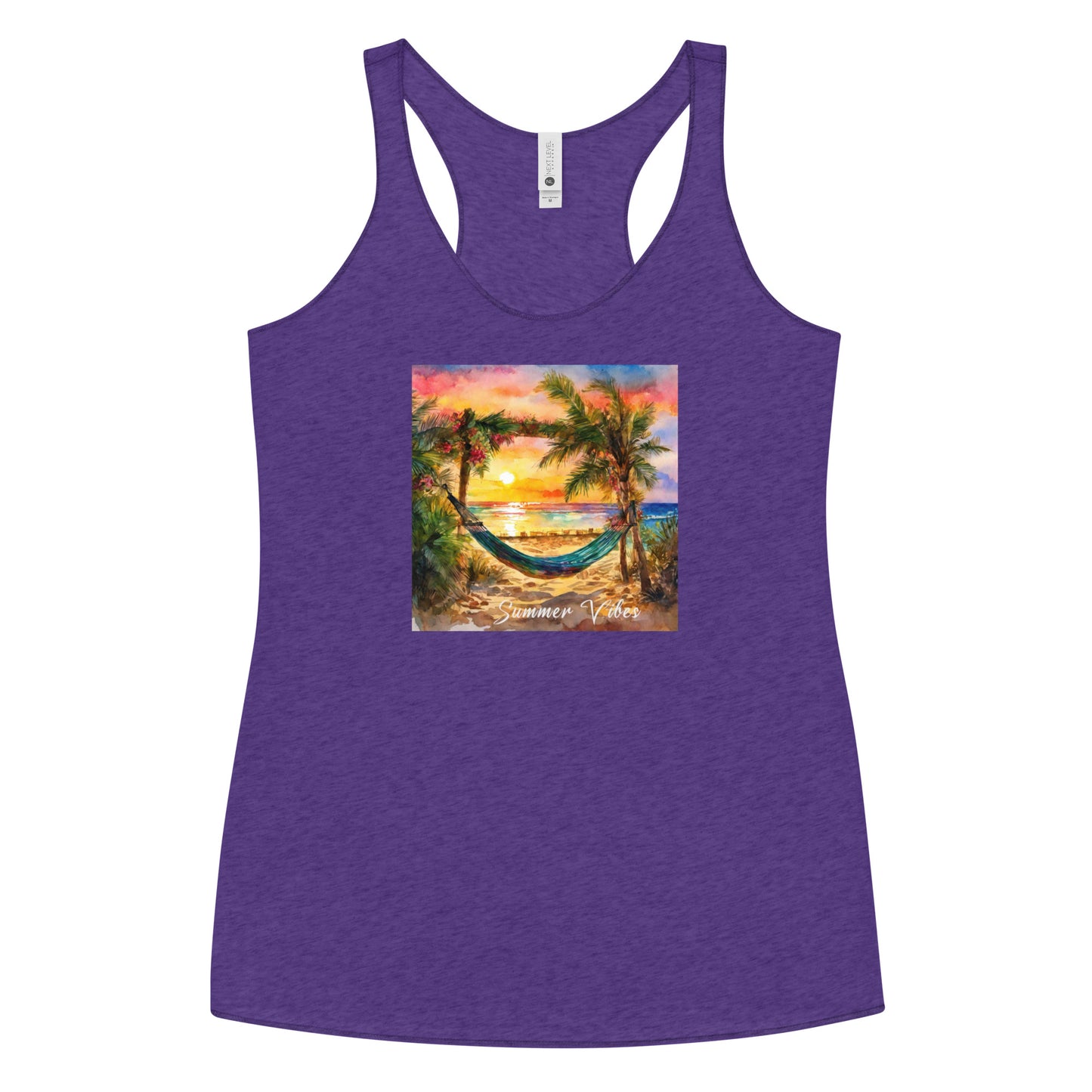 Summer Vibes Women's Racerback Beach Tank Top Purple Rush