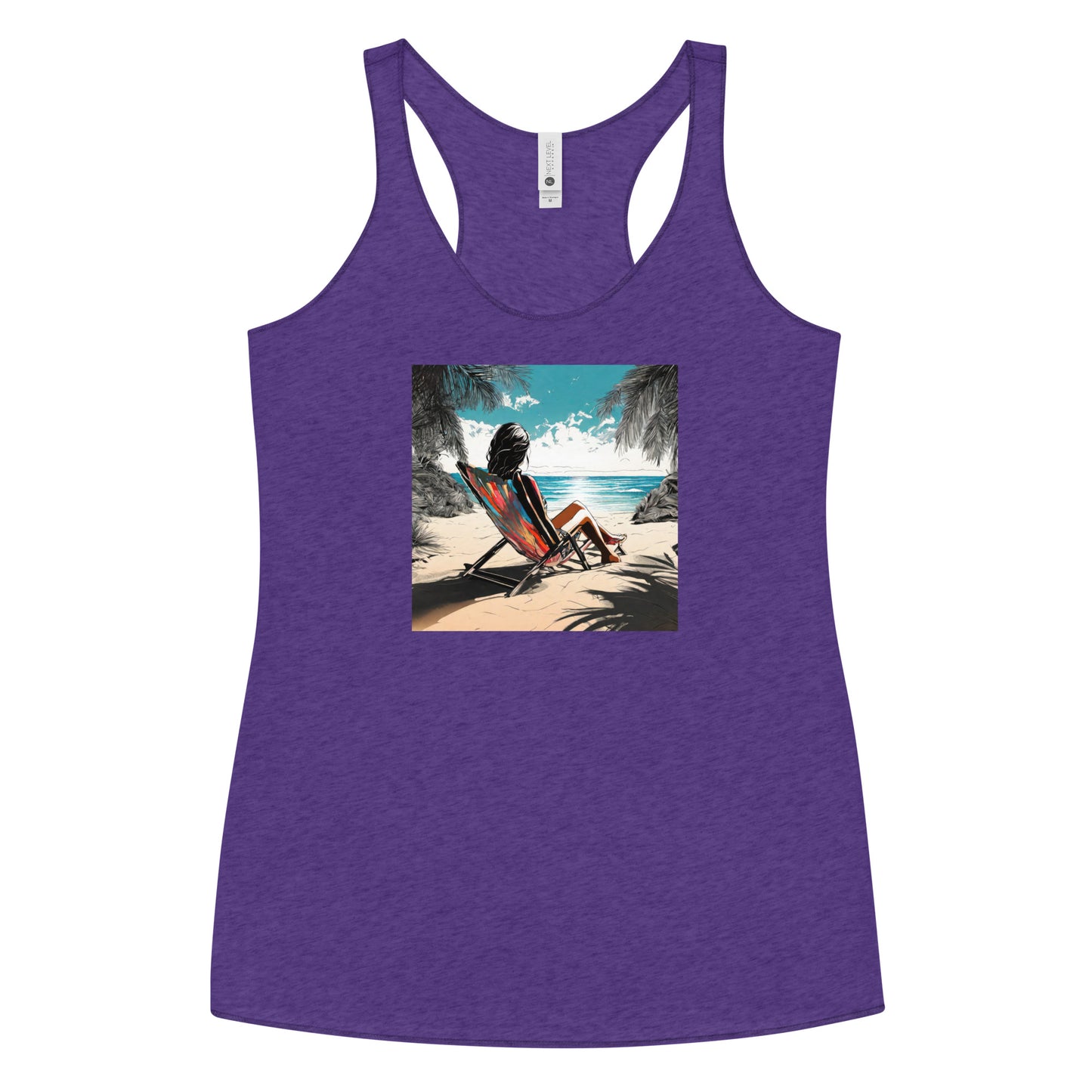 Relaxing on the Beach Women's Racerback Summer Tank Top Purple Rush