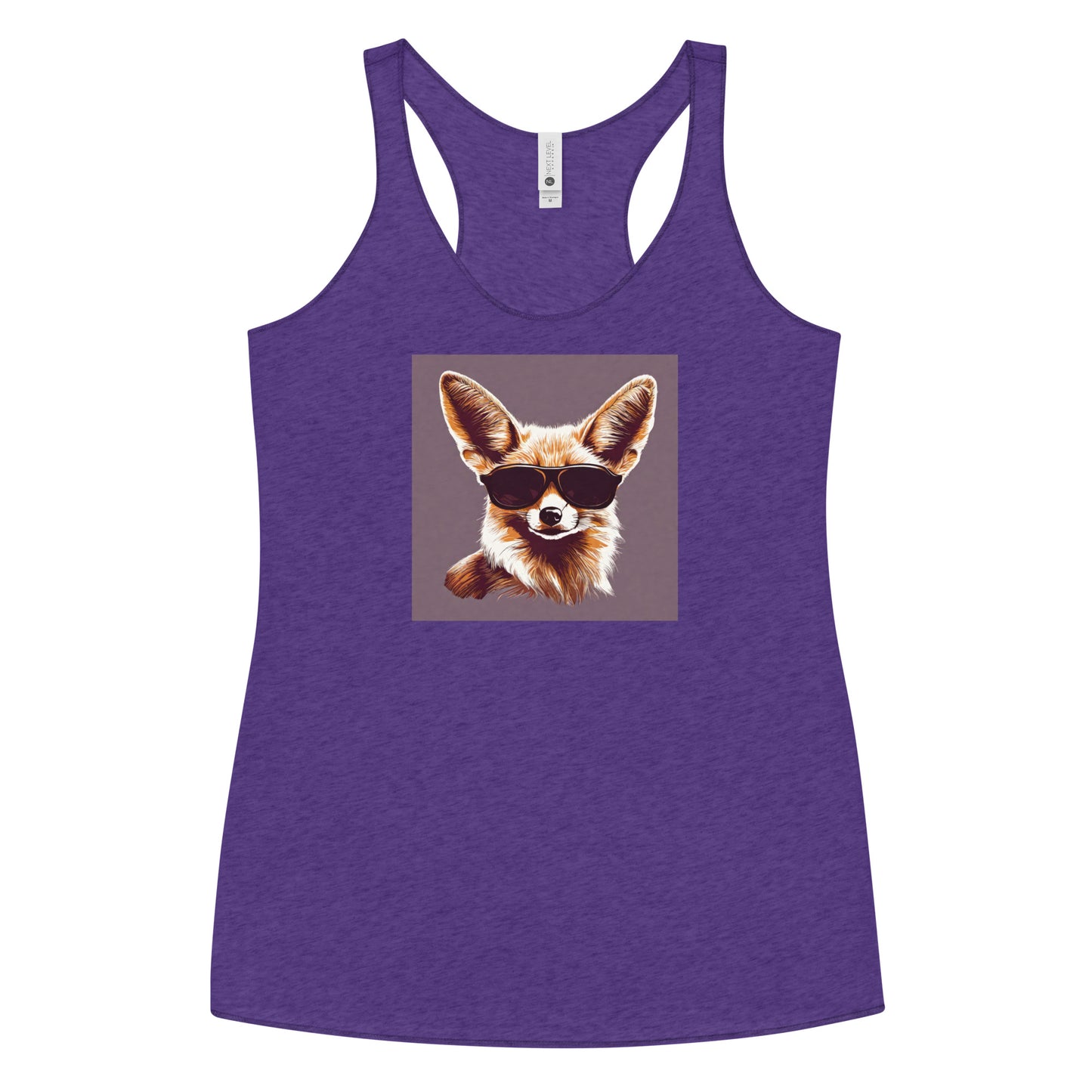 Fennec Fox in Shades Women's Animal Lover Racerback Tank Top Purple Rush