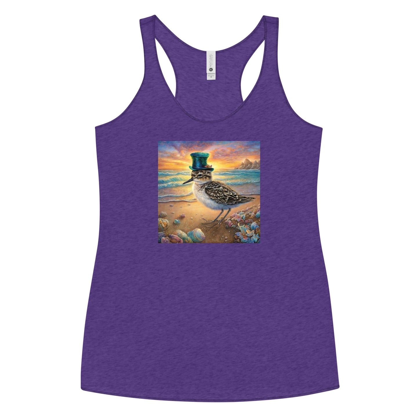 Sandpiper in Top Hat Women's Racerback Beach Tank Top Purple Rush