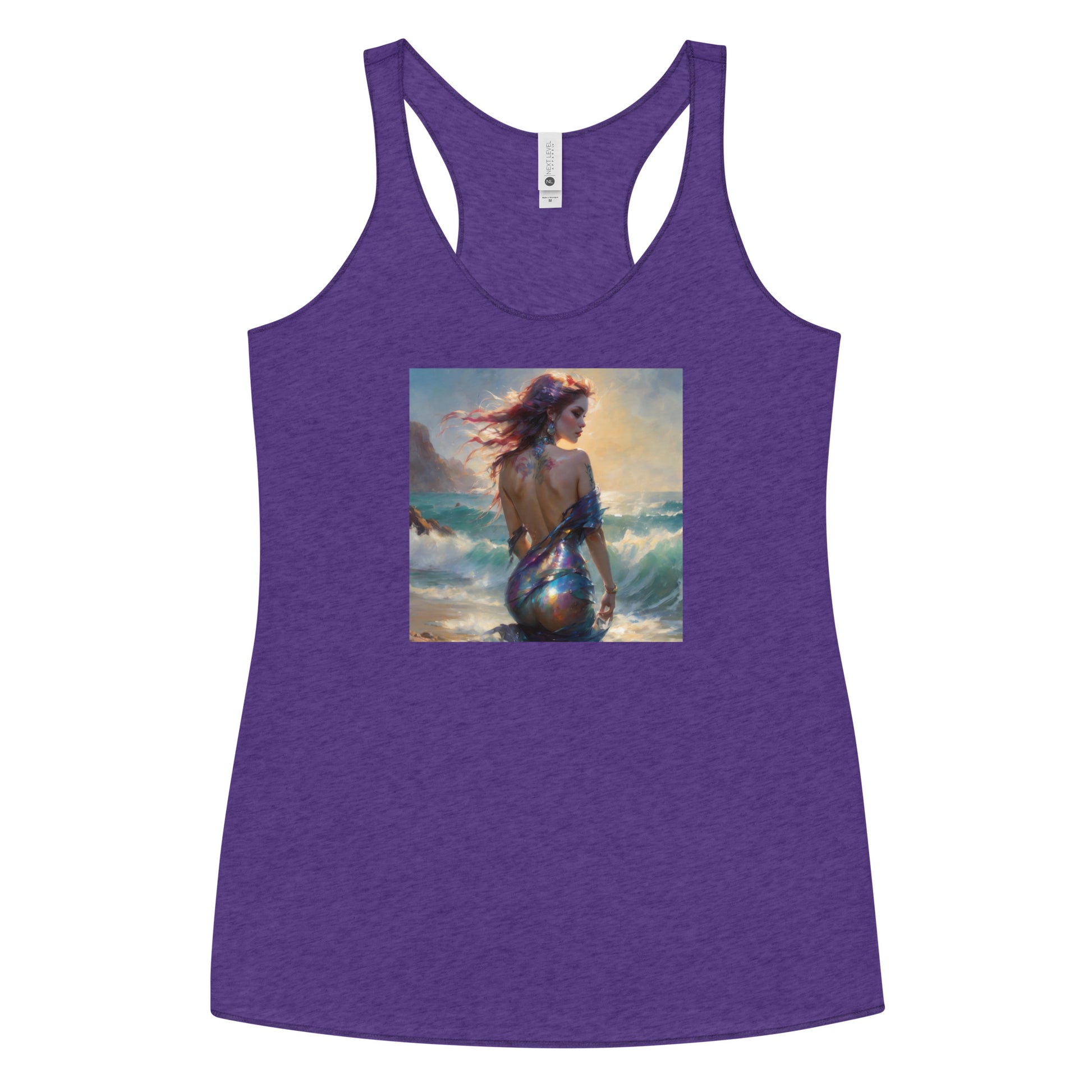 Enchanting Mermaid on Beach Women's Racerback Tank Top Purple Rush