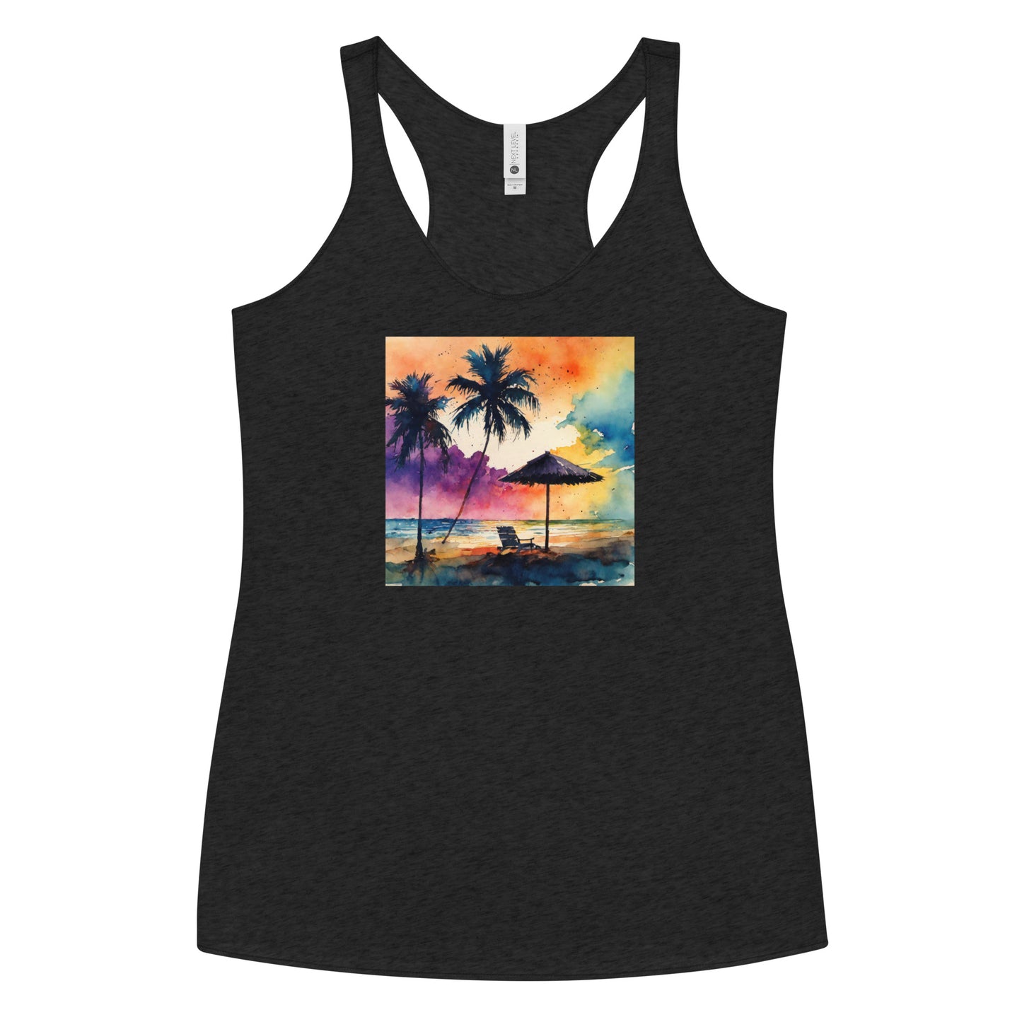 Beautiful Summer Paradise Women's Beach Racerback Tank Top Vintage Black