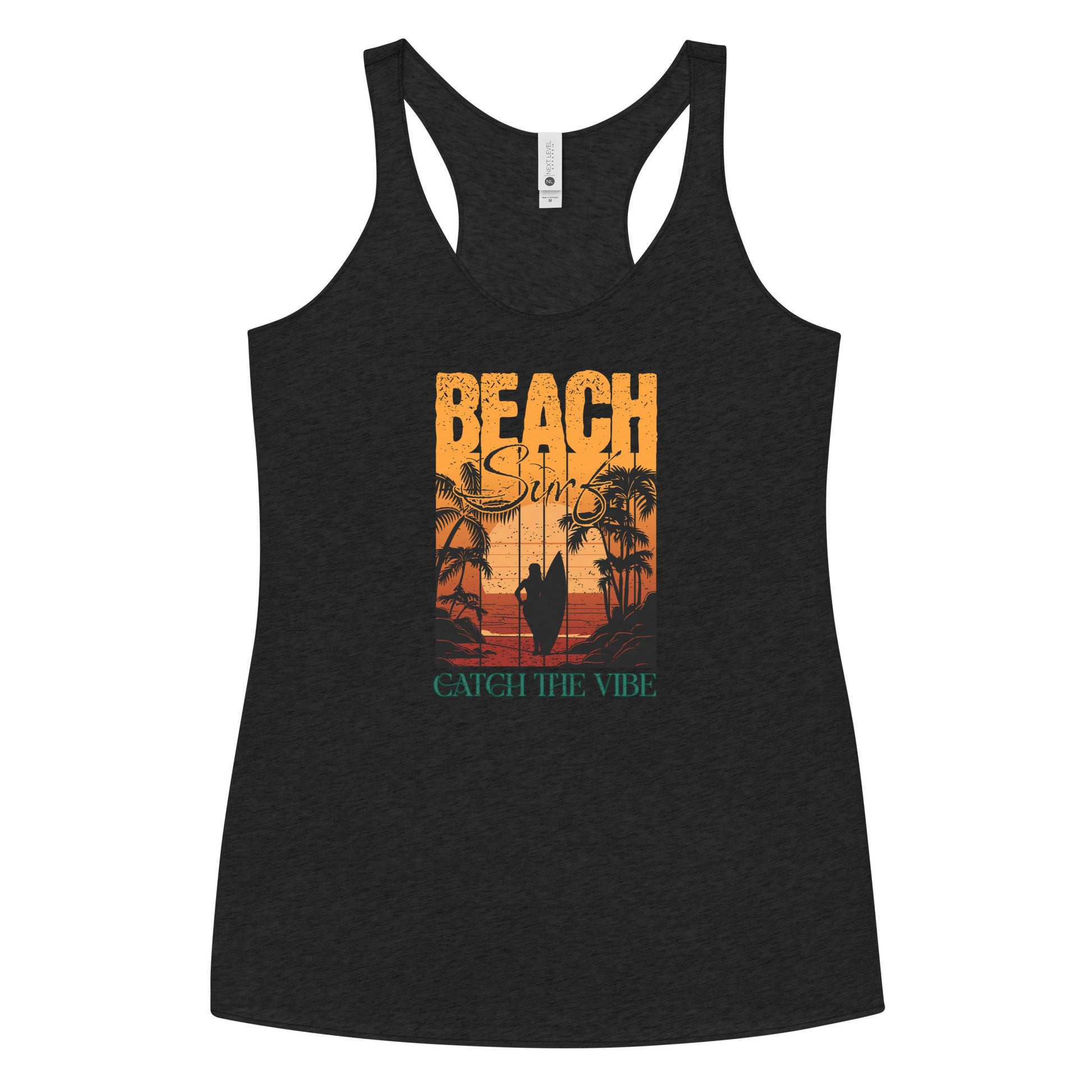 Catch the Vibe Surfing Women's Racerback Tank Top Vintage Black