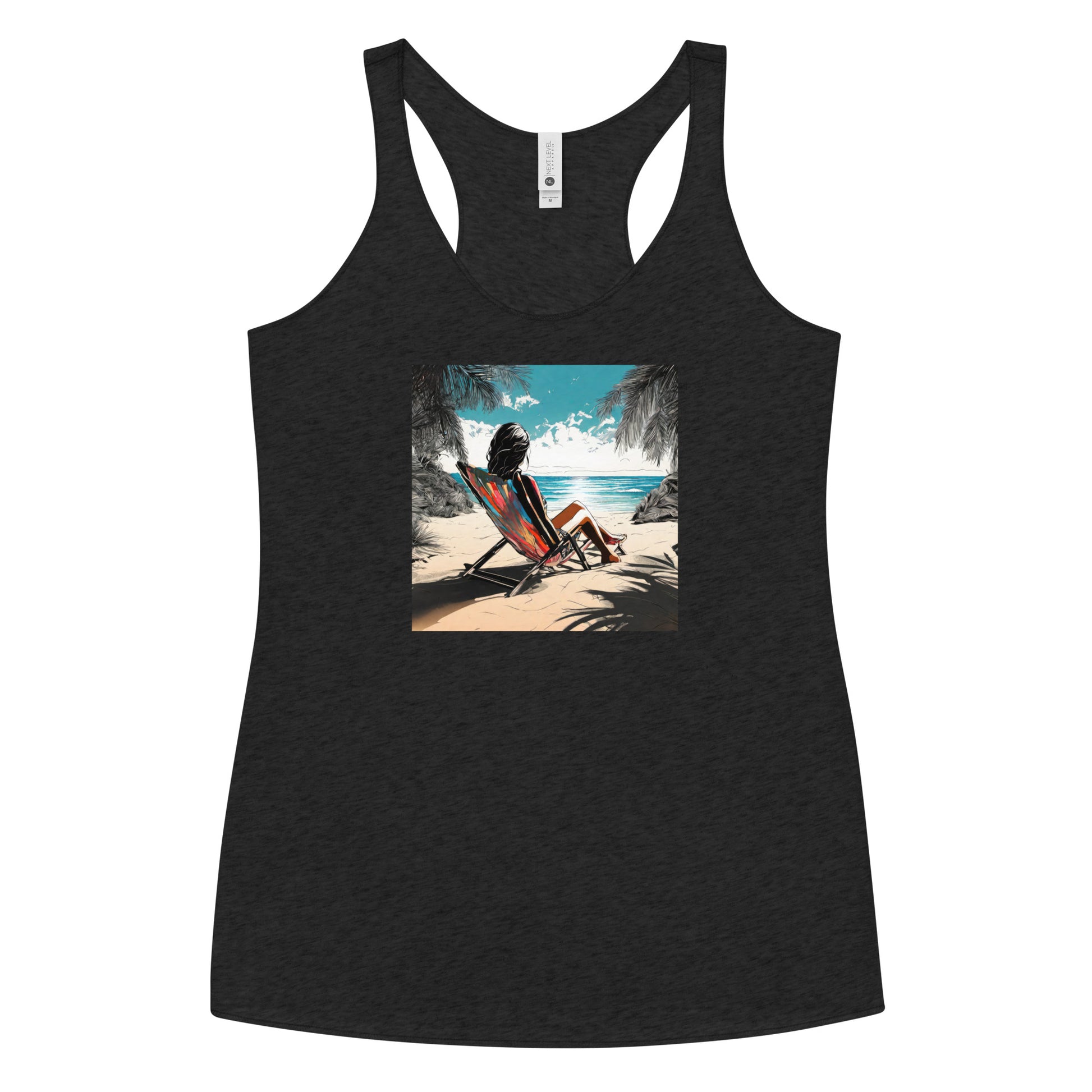 Relaxing on the Beach Women's Racerback Summer Tank Top Vintage Black