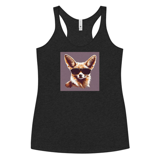 Fennec Fox in Shades Women's Animal Lover Racerback Tank Top Vintage Black