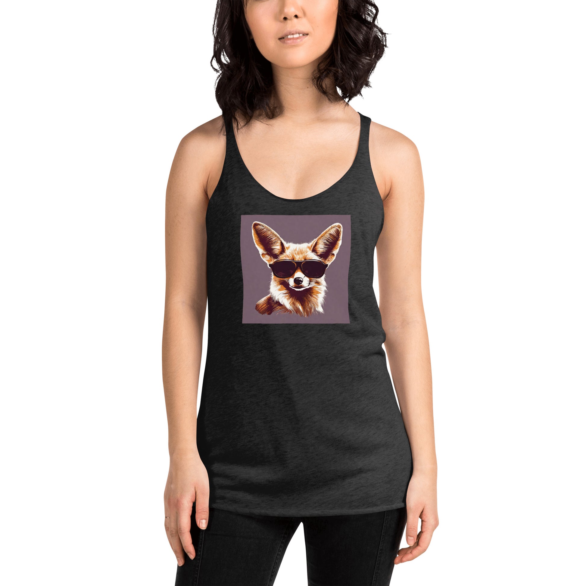 Fennec Fox in Shades Women's Animal Lover Racerback Tank Top