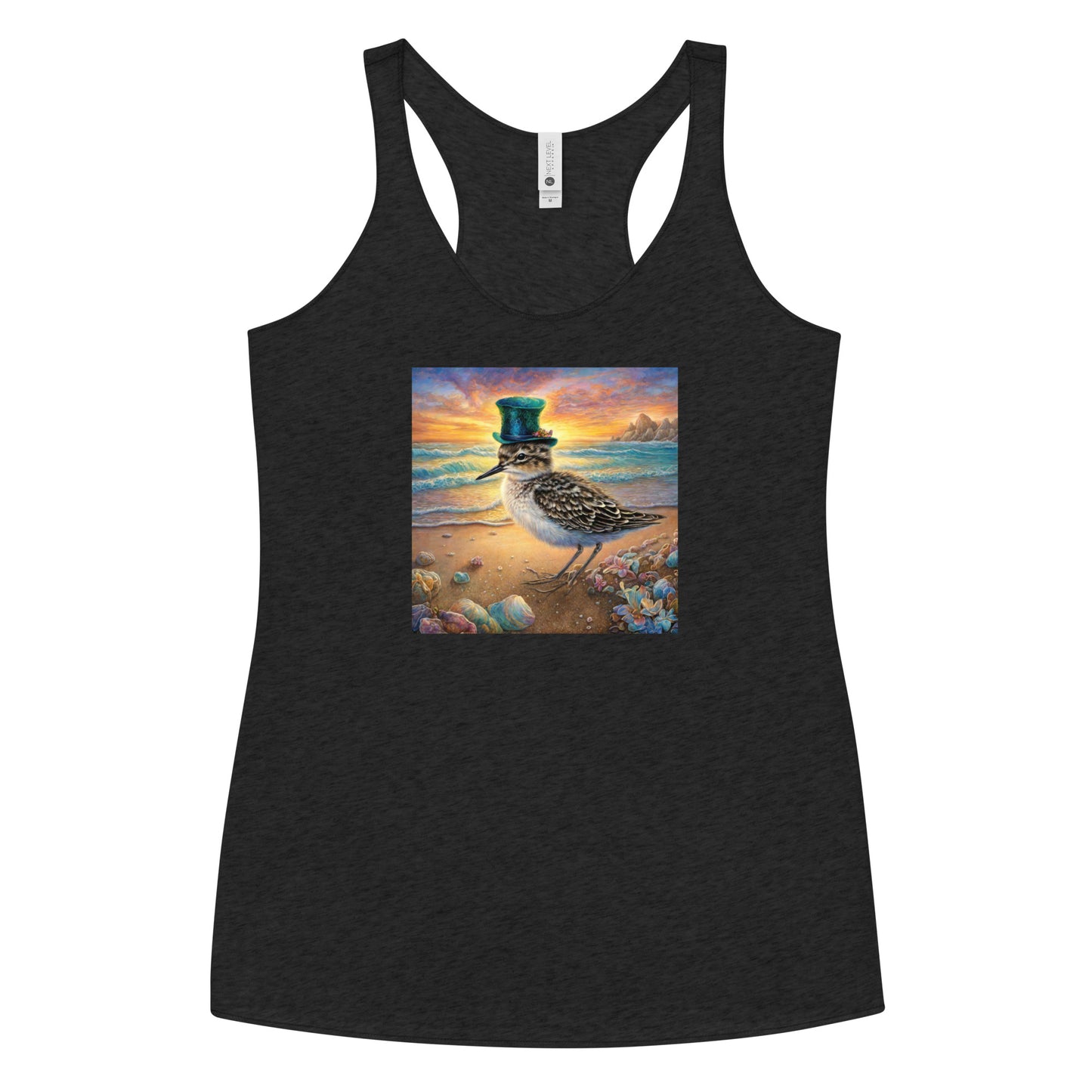 Sandpiper in Top Hat Women's Racerback Beach Tank Top Vintage Black