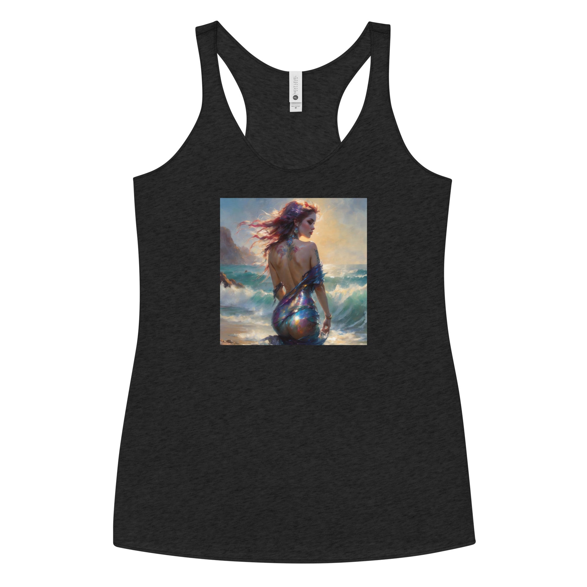 Enchanting Mermaid on Beach Women's Racerback Tank Top Vintage Black