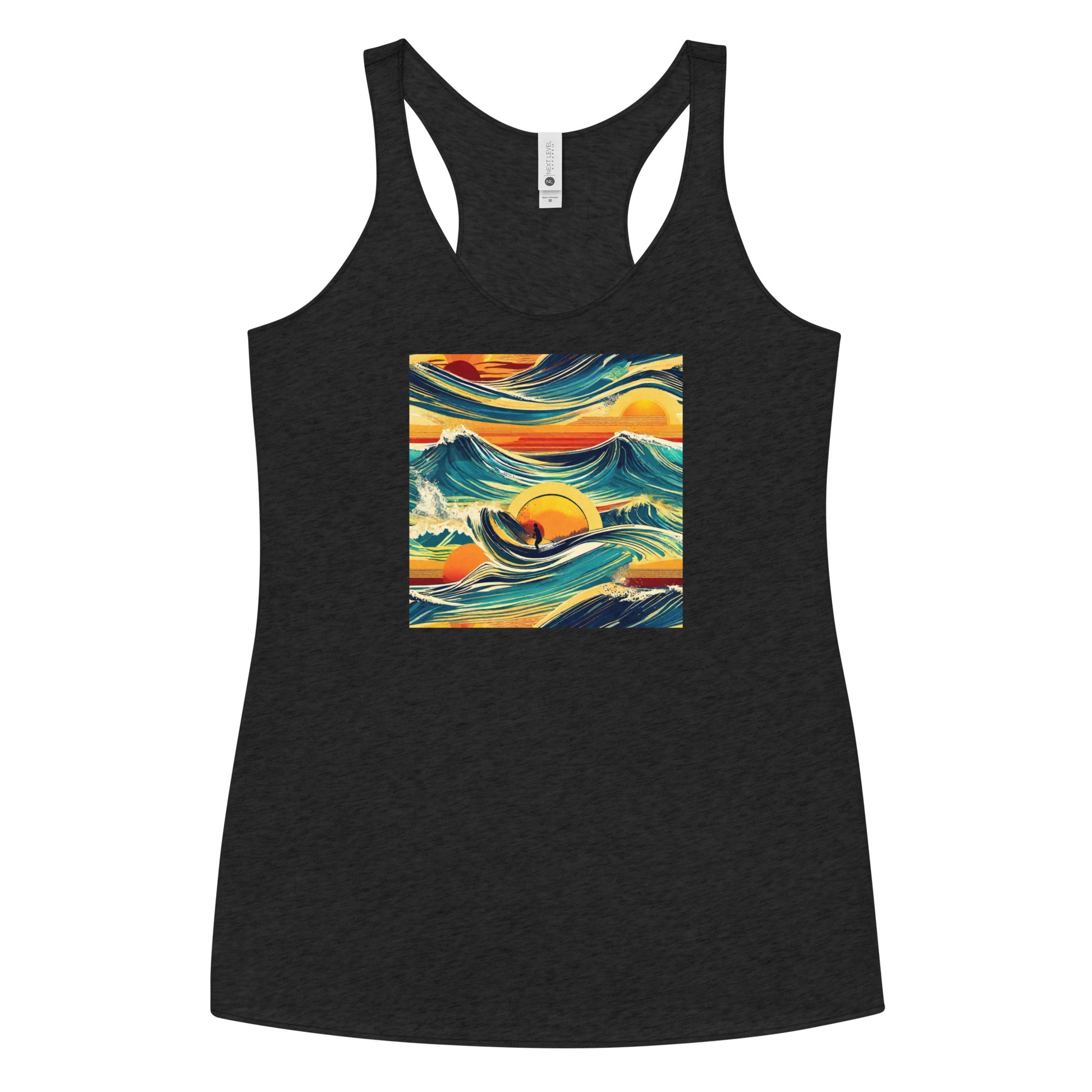 Surf's Up Women's Racerback Tank Top Vintage Black