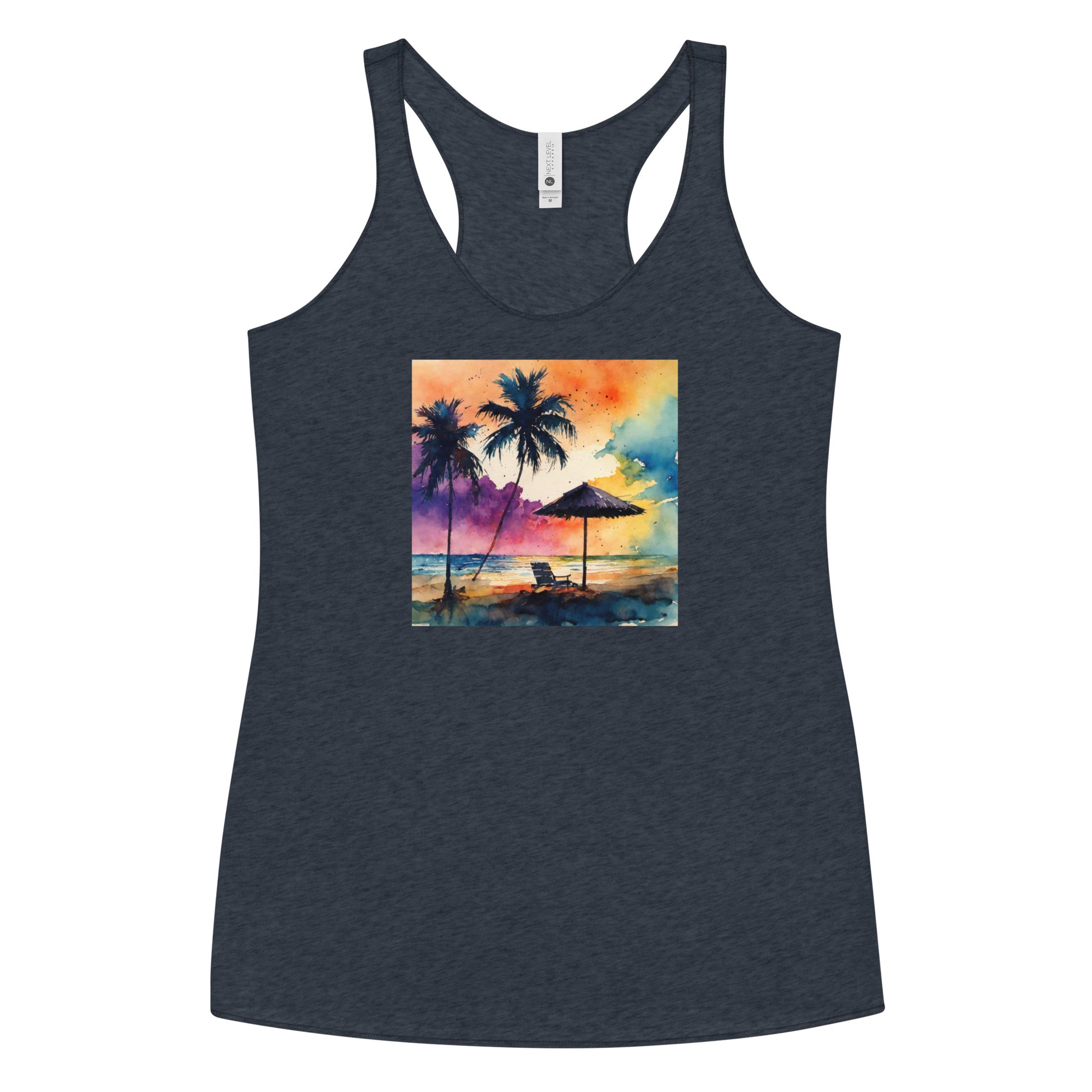 Beautiful Summer Paradise Women's Beach Racerback Tank Top Vintage Navy