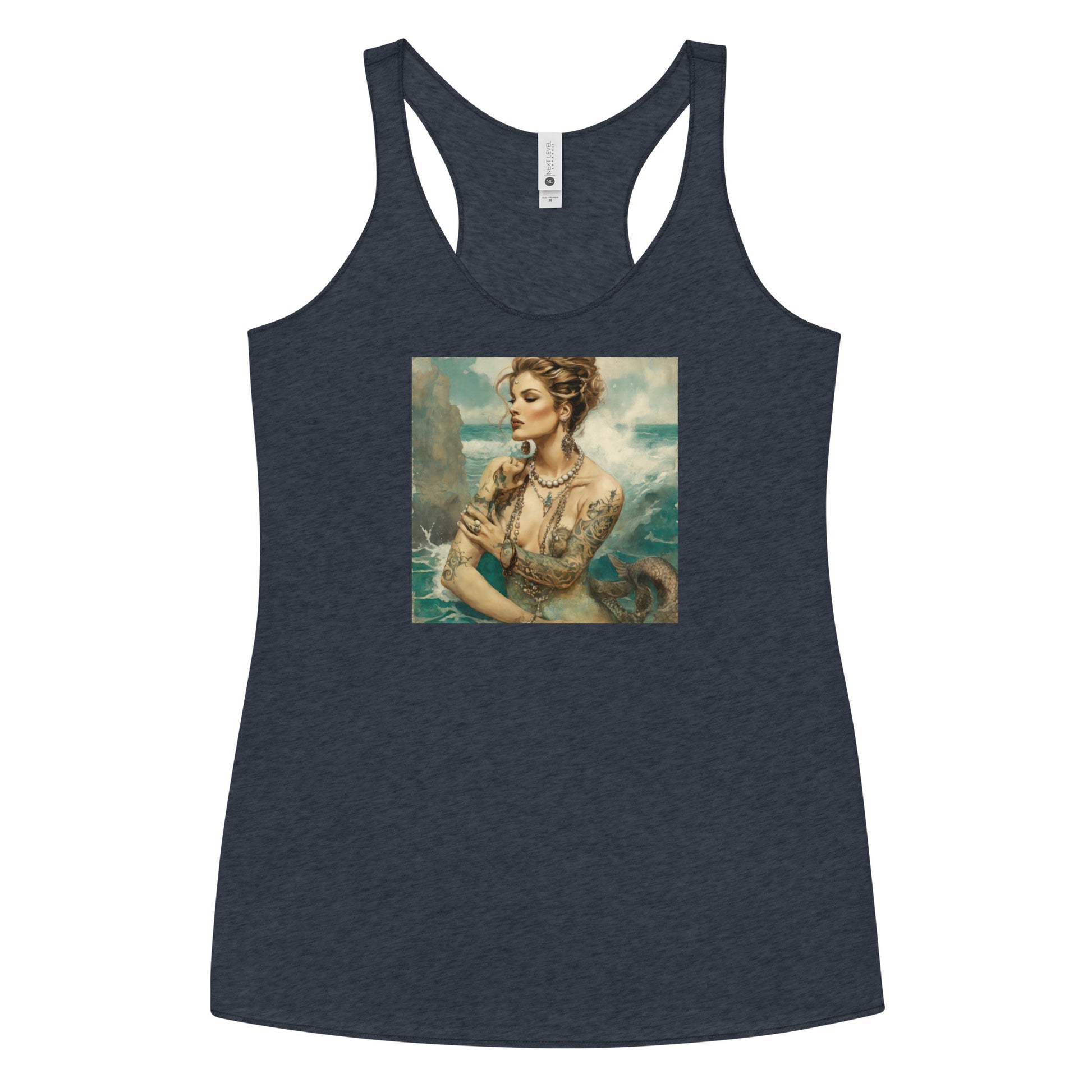 Mermaid with Tattoos Women's Racerback Tank Top Vintage Navy