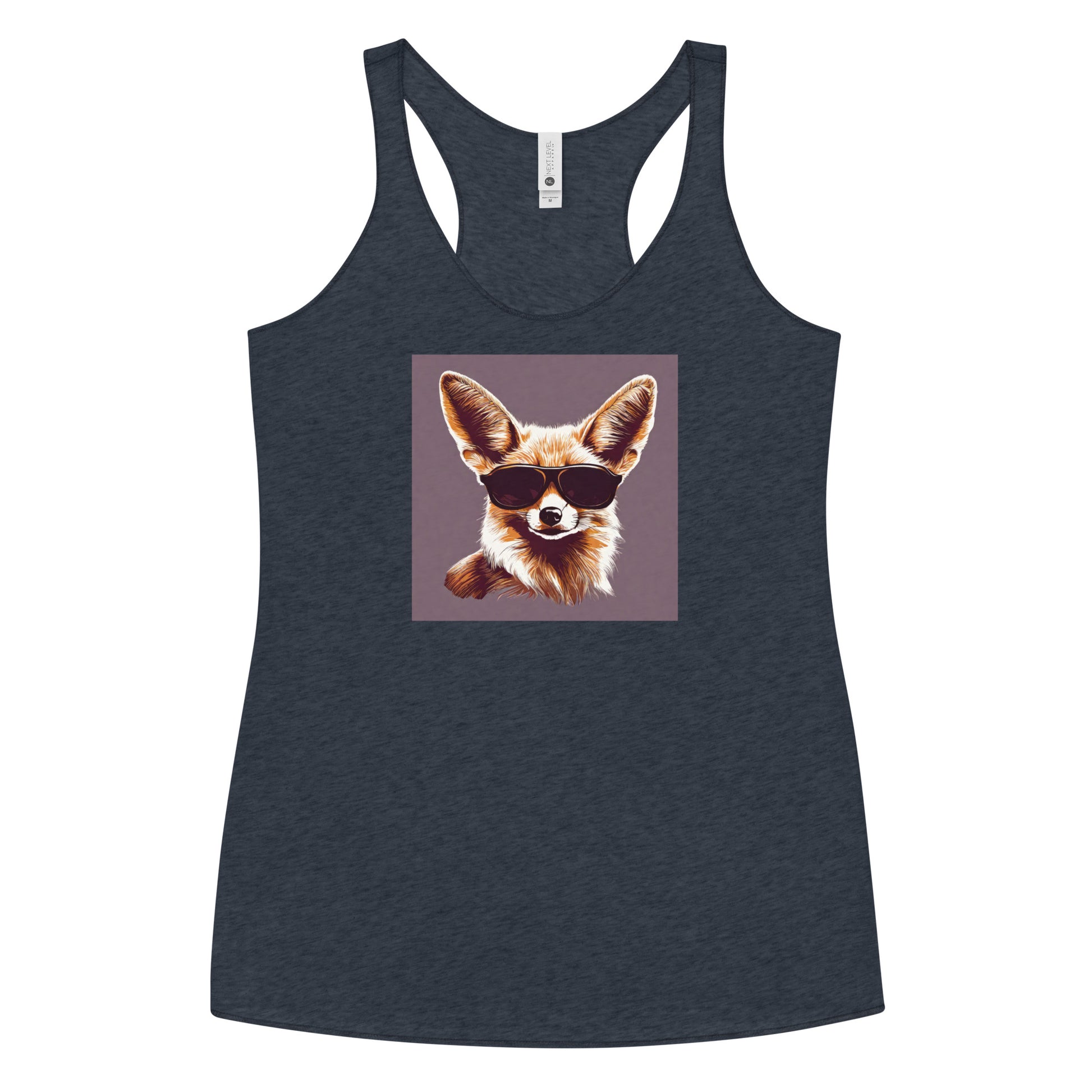 Fennec Fox in Shades Women's Animal Lover Racerback Tank Top Vintage Navy