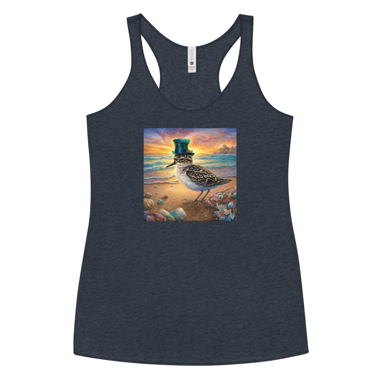 Sandpiper in Top Hat Women's Racerback Beach Tank Top Vintage Navy