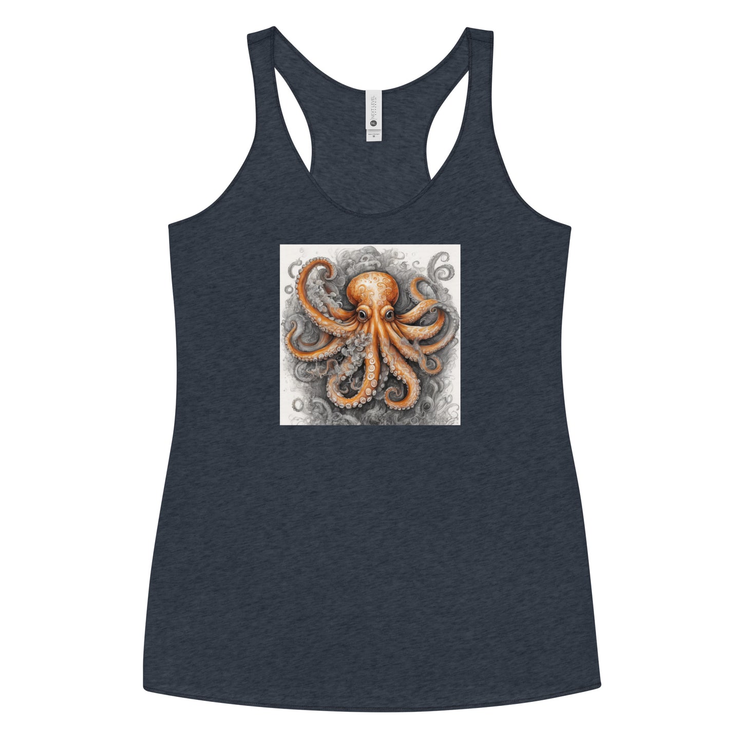 Octopus Women's Animal Lover Racerback Tank Top Vintage Navy