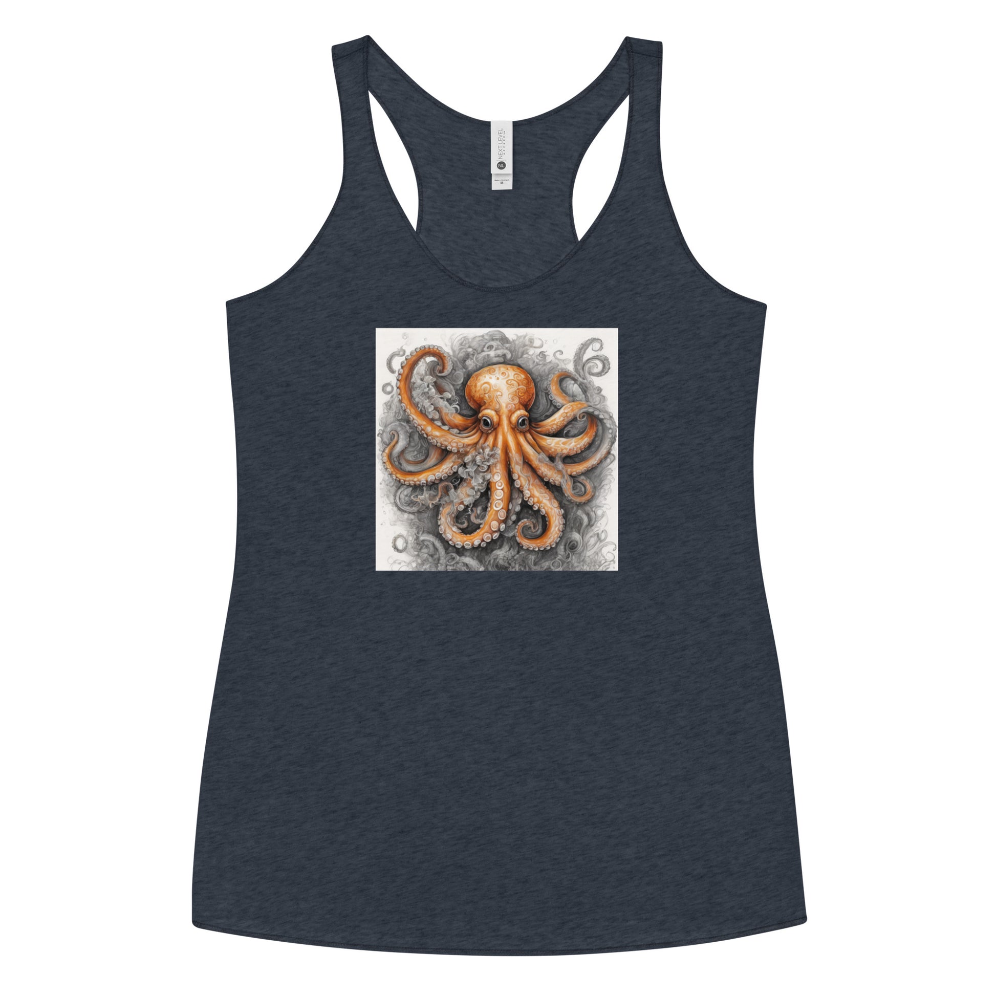 Octopus Women's Animal Lover Racerback Tank Top Vintage Navy