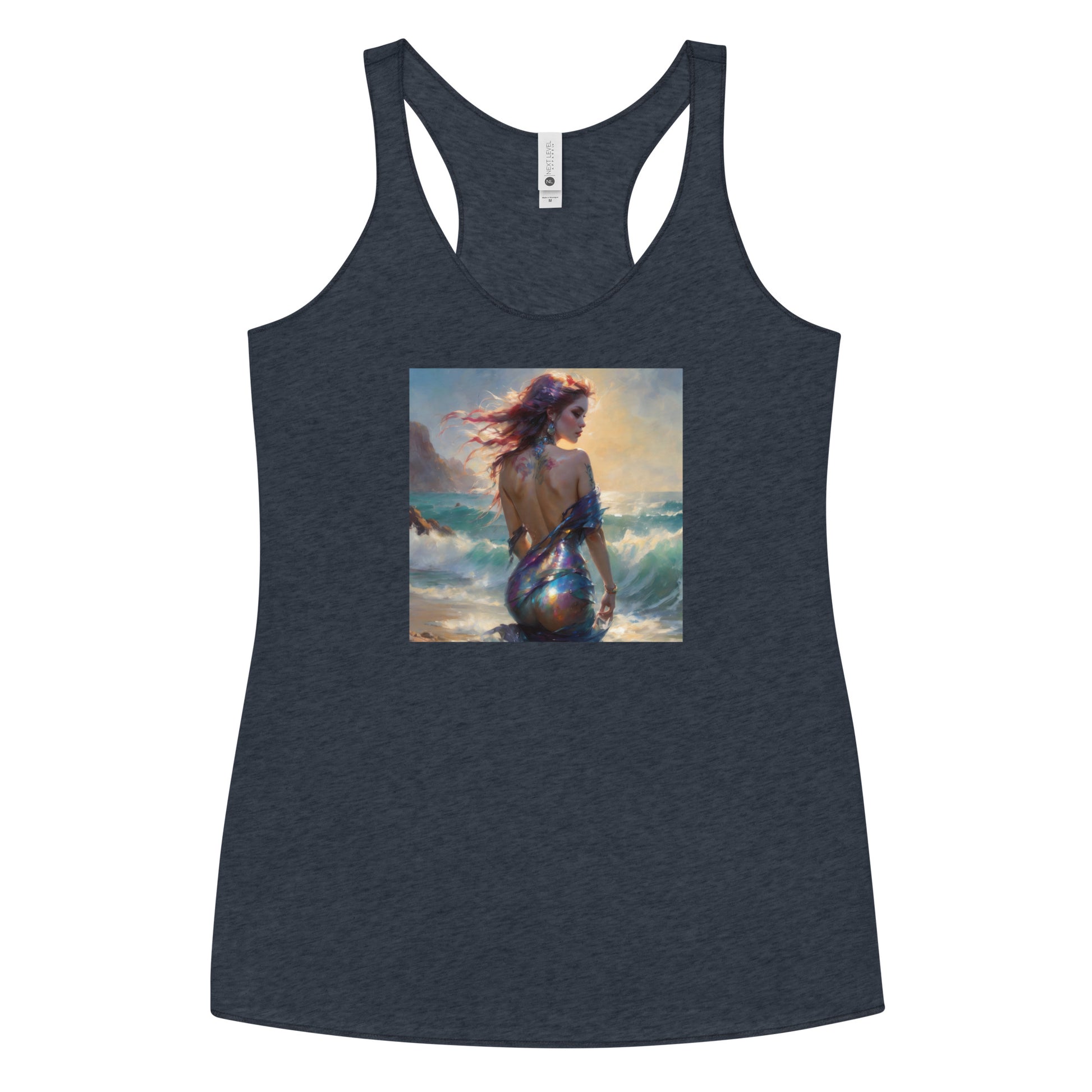 Enchanting Mermaid on Beach Women's Racerback Tank Top Vintage Navy