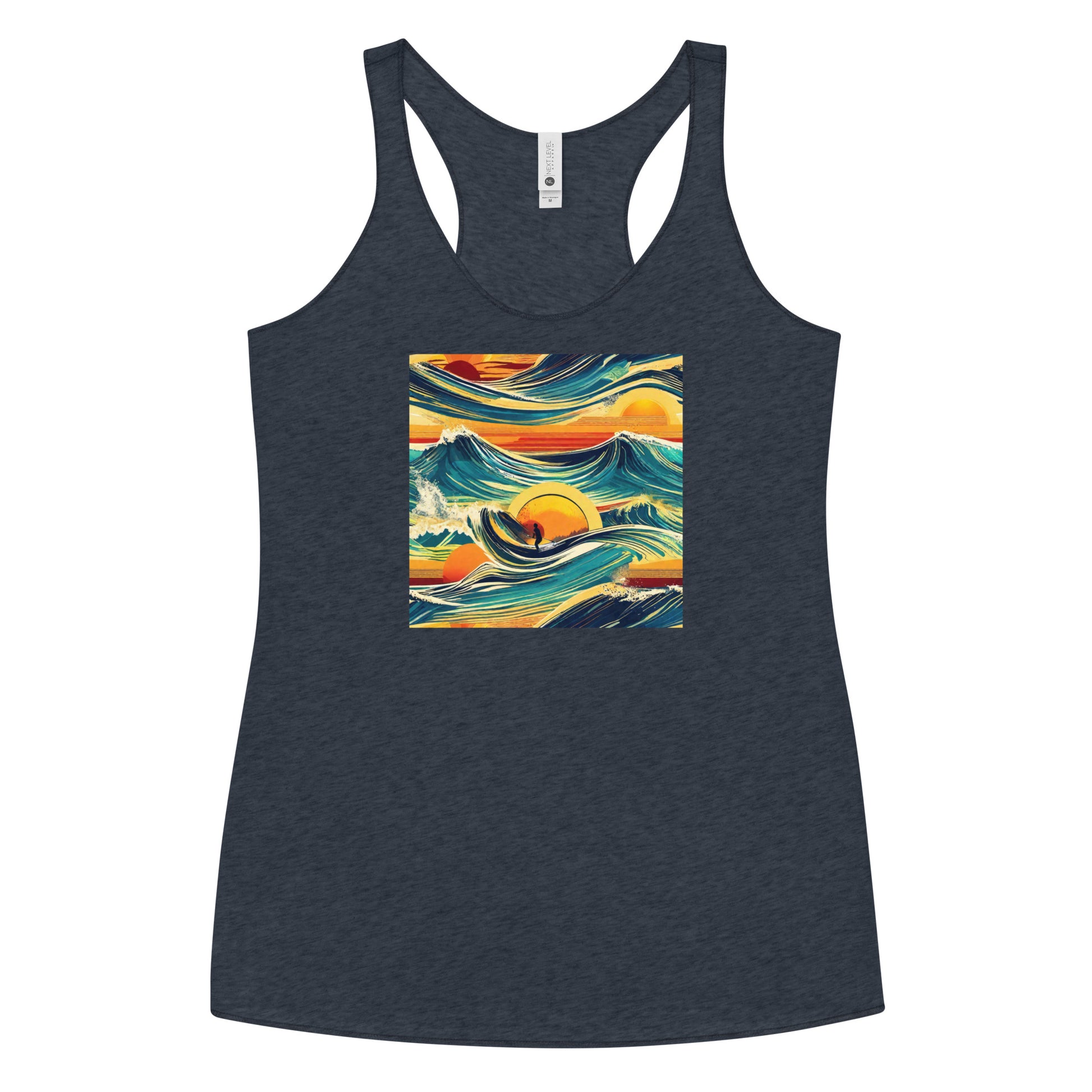 Surf's Up Women's Racerback Tank Top Vintage Navy