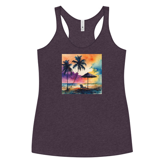 Beautiful Summer Paradise Women's Beach Racerback Tank Top Vintage Purple