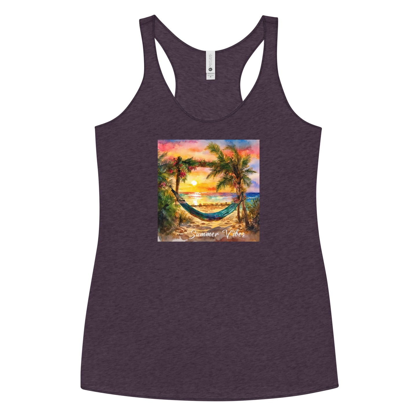 Summer Vibes Women's Racerback Beach Tank Top Vintage Purple