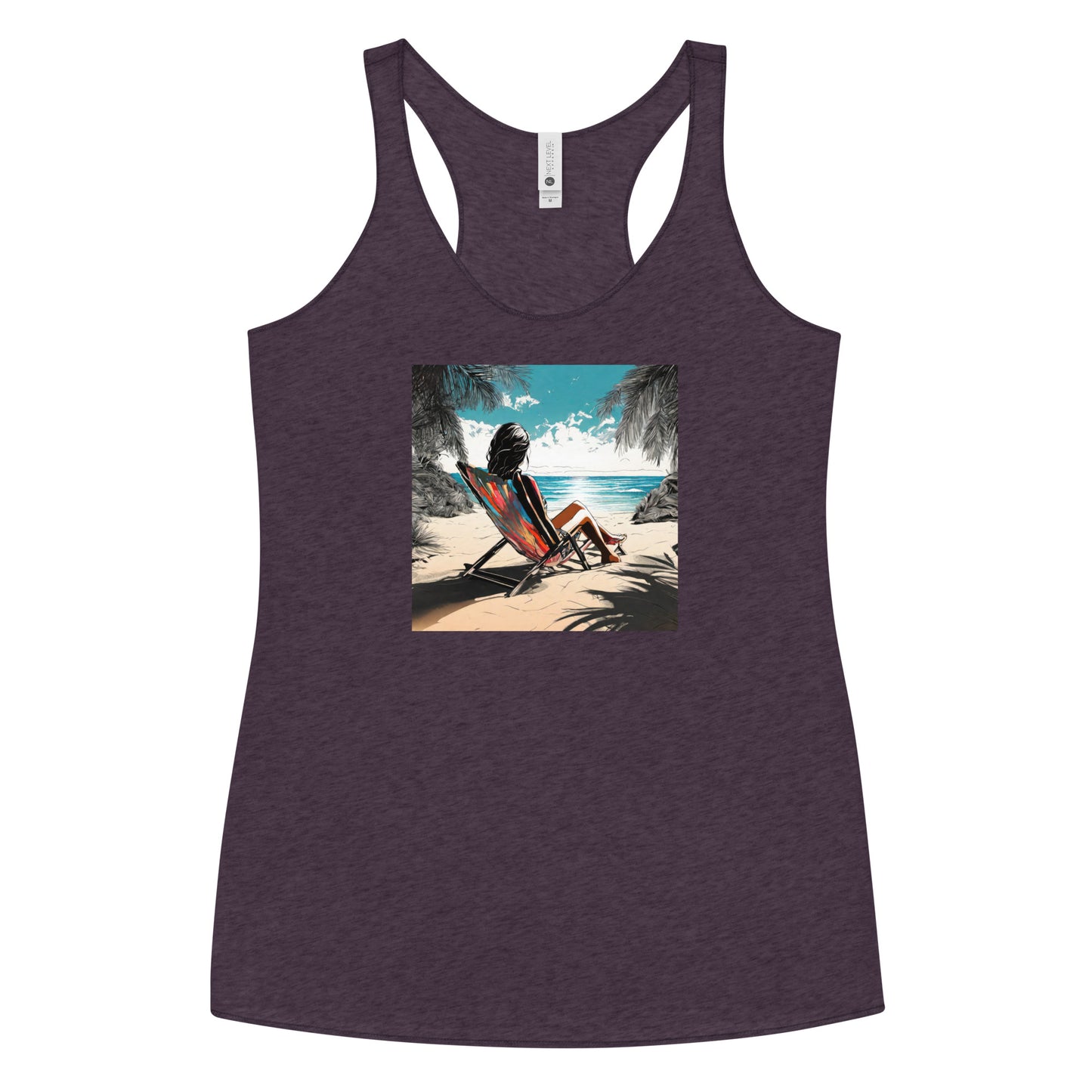 Relaxing on the Beach Women's Racerback Summer Tank Top Vintage Purple