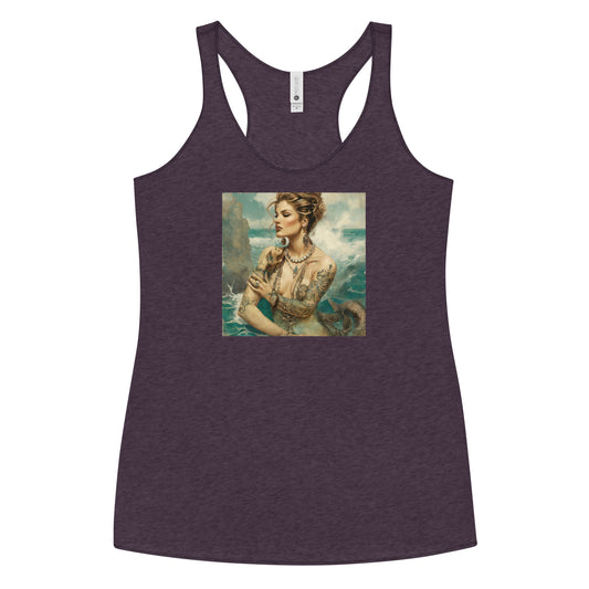 Mermaid with Tattoos Women's Racerback Tank Top Vintage Purple