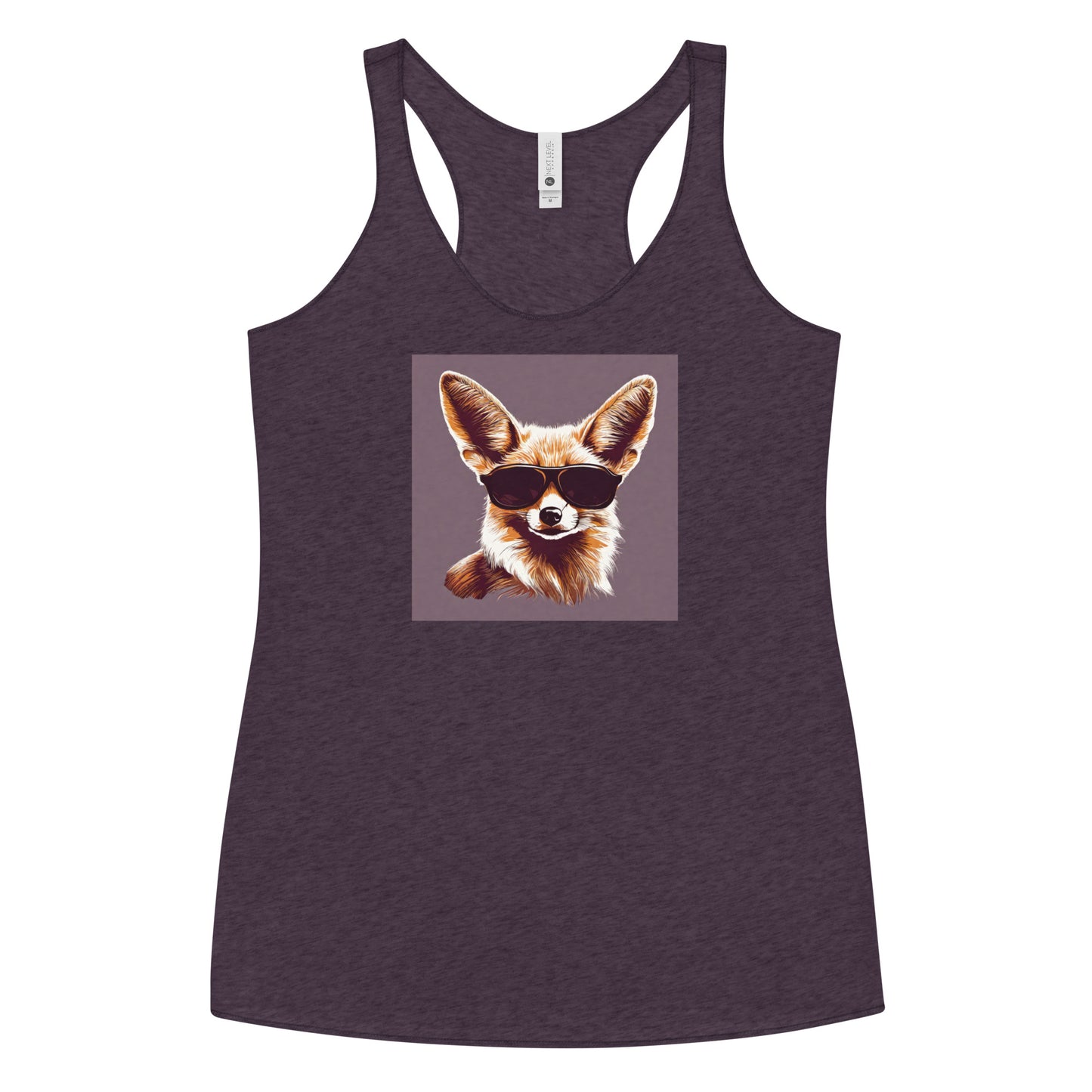 Fennec Fox in Shades Women's Animal Lover Racerback Tank Top Vintage Purple