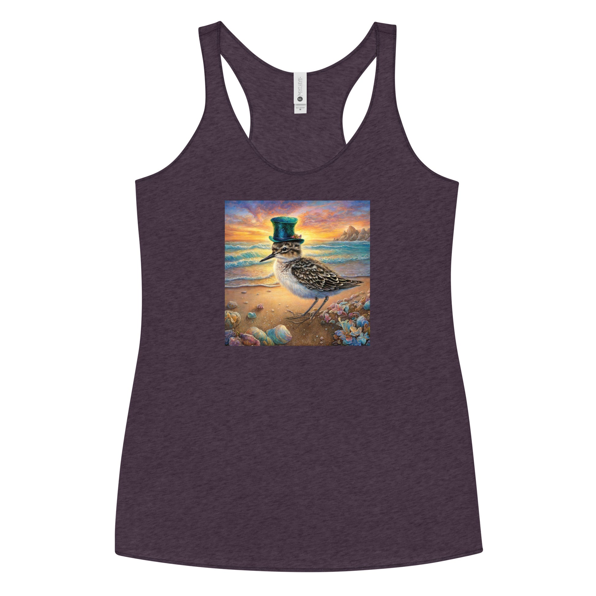 Sandpiper in Top Hat Women's Racerback Beach Tank Top Vintage Purple