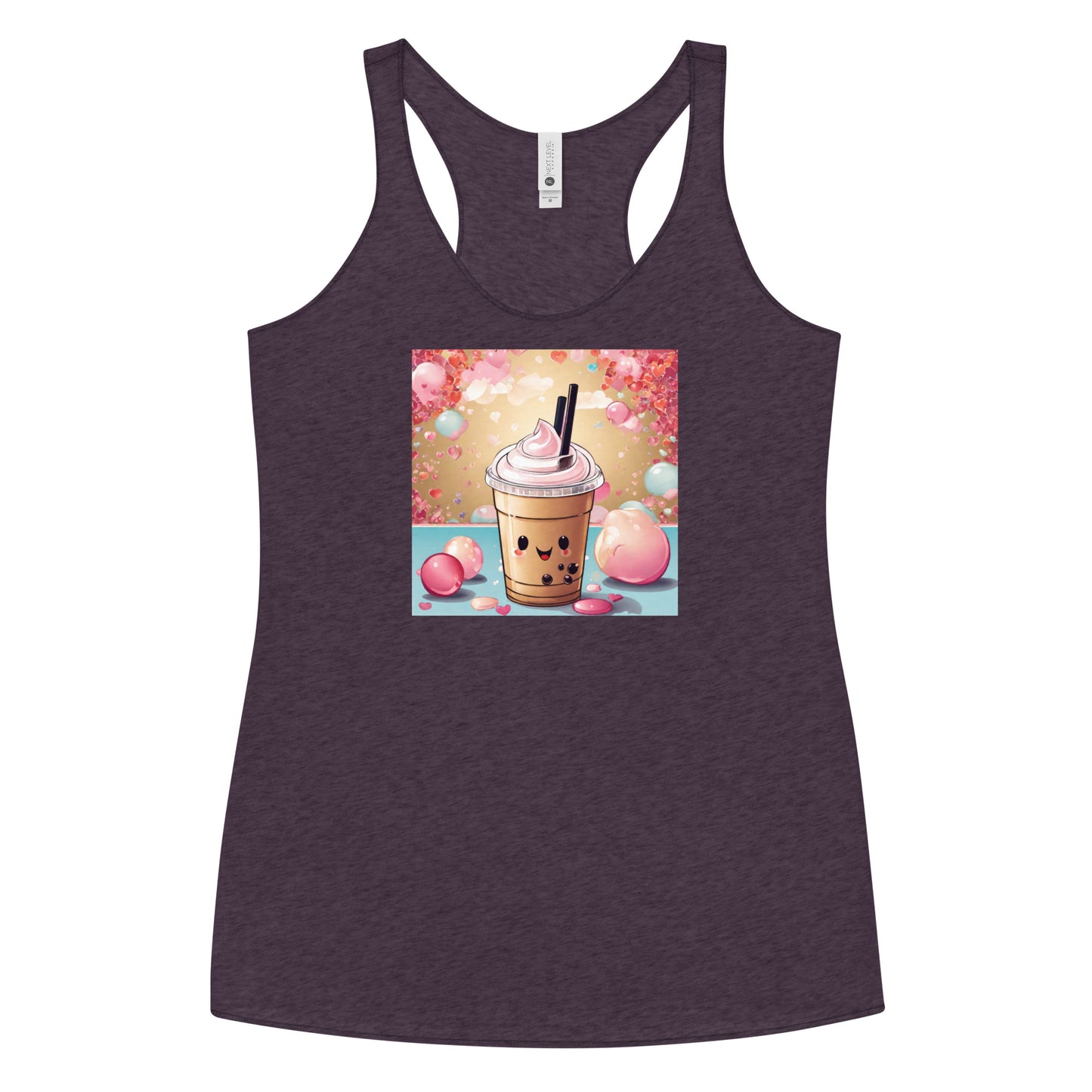 Cute Bubble Milk Tea Women's Boba Racerback Tank Top Vintage Purple