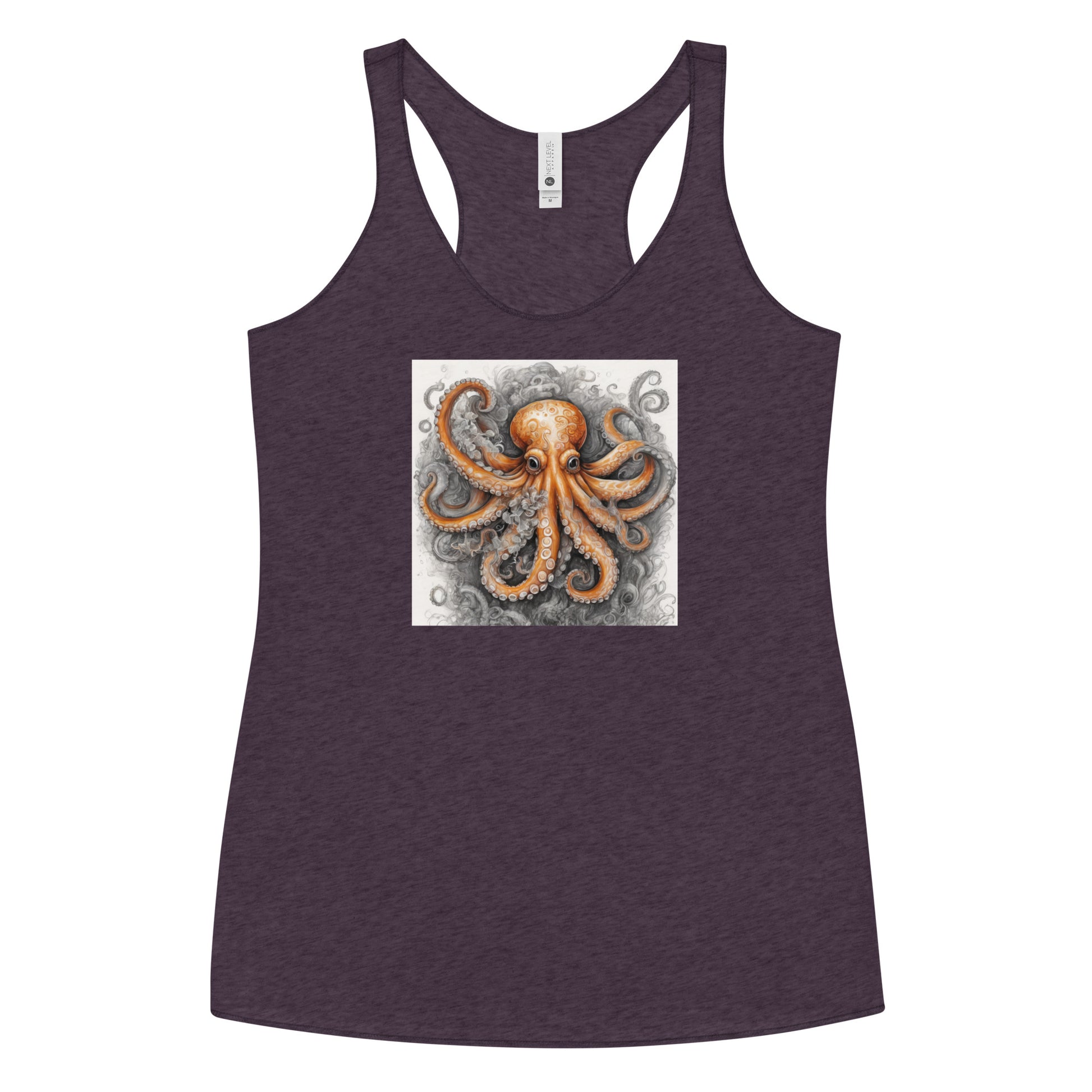 Octopus Women's Animal Lover Racerback Tank Top Vintage Purple