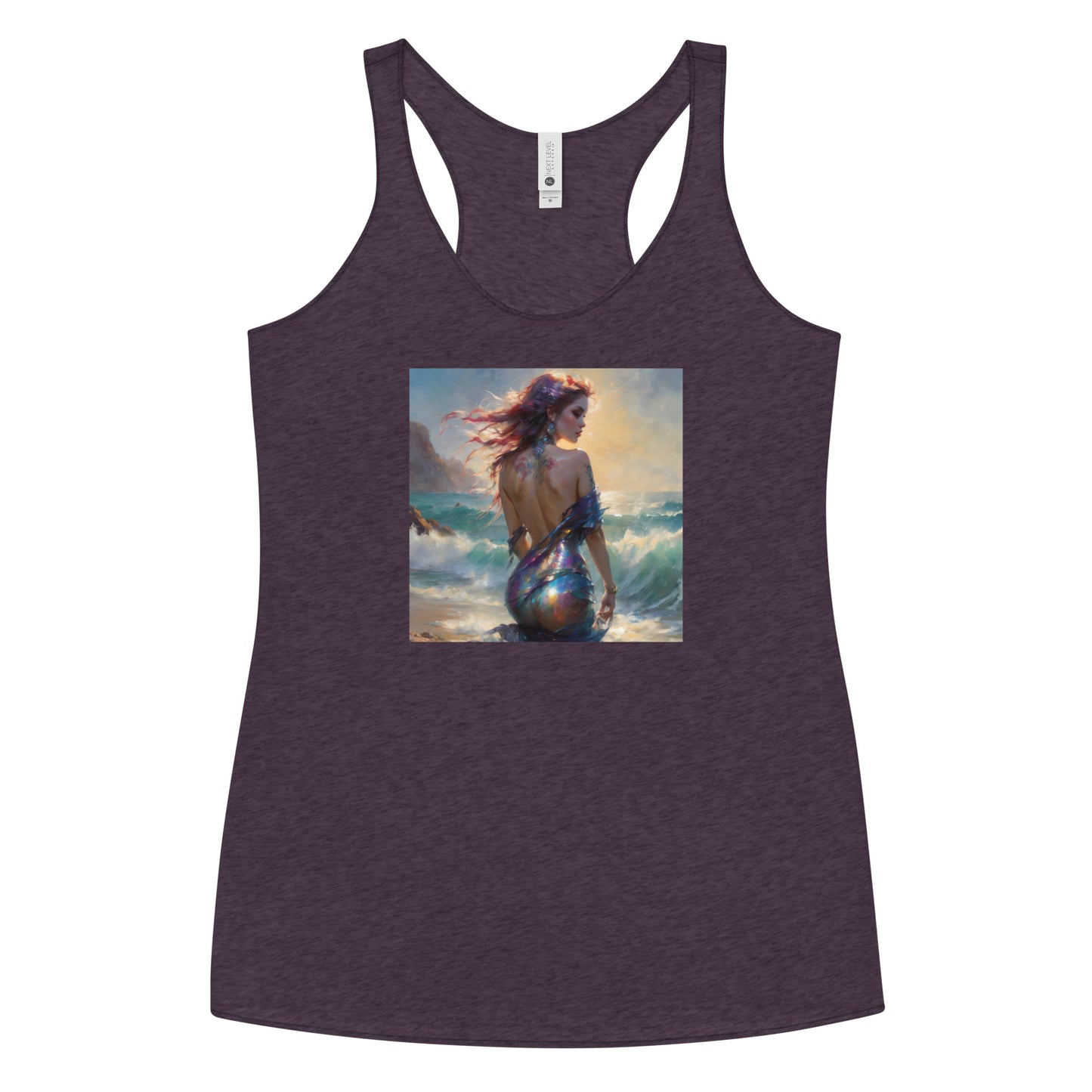 Enchanting Mermaid on Beach Women's Racerback Tank Top Vintage Purple