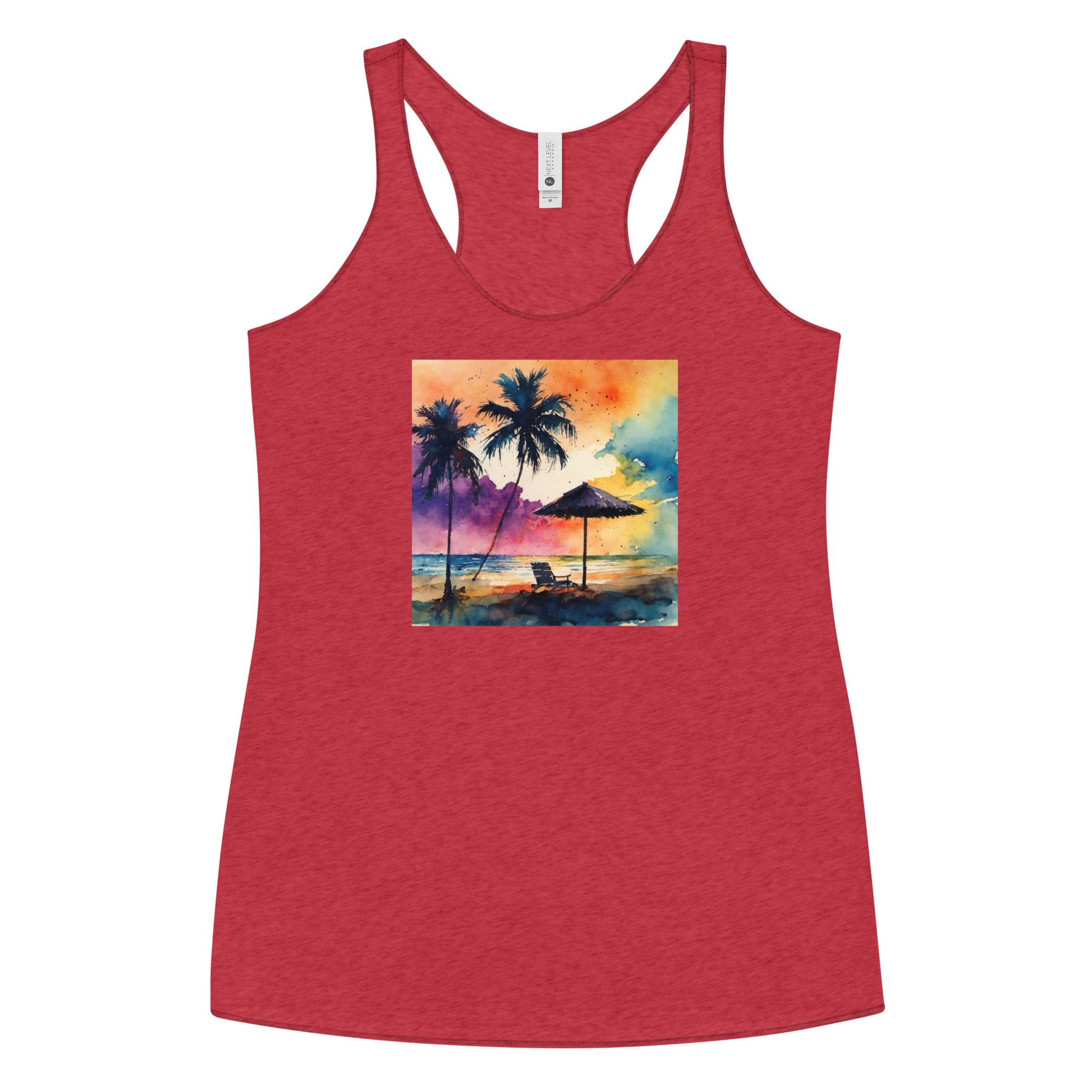 Beautiful Summer Paradise Women's Beach Racerback Tank Top Vintage Red