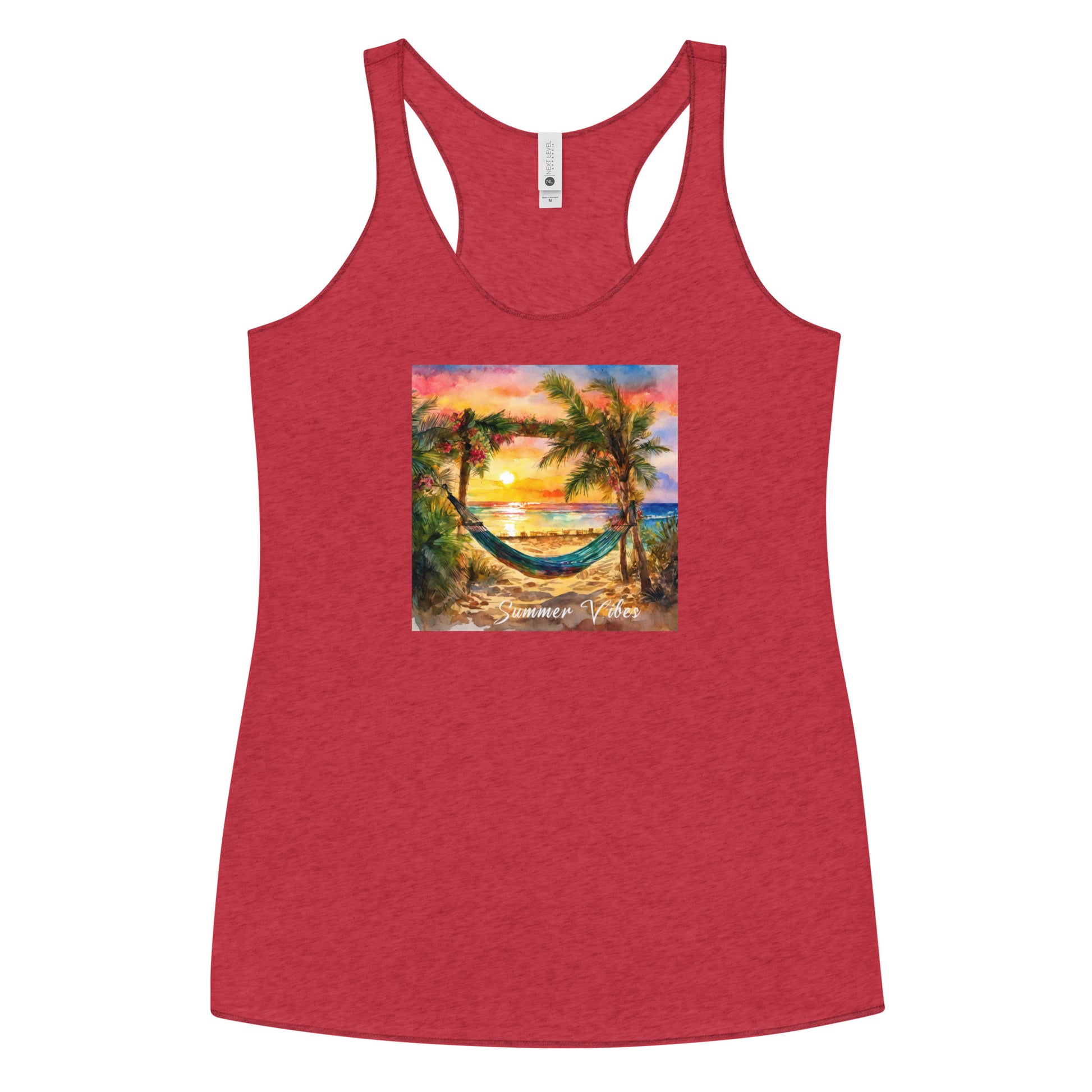 Summer Vibes Women's Racerback Beach Tank Top Vintage Red