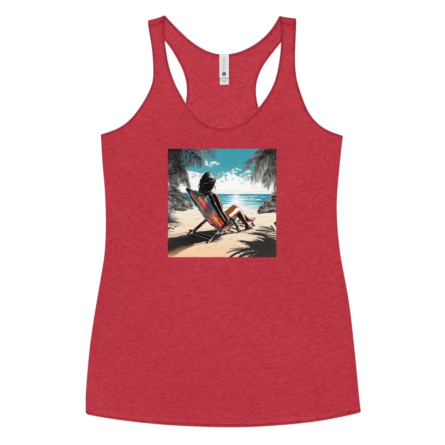 Relaxing on the Beach Women's Racerback Summer Tank Top Vintage Red