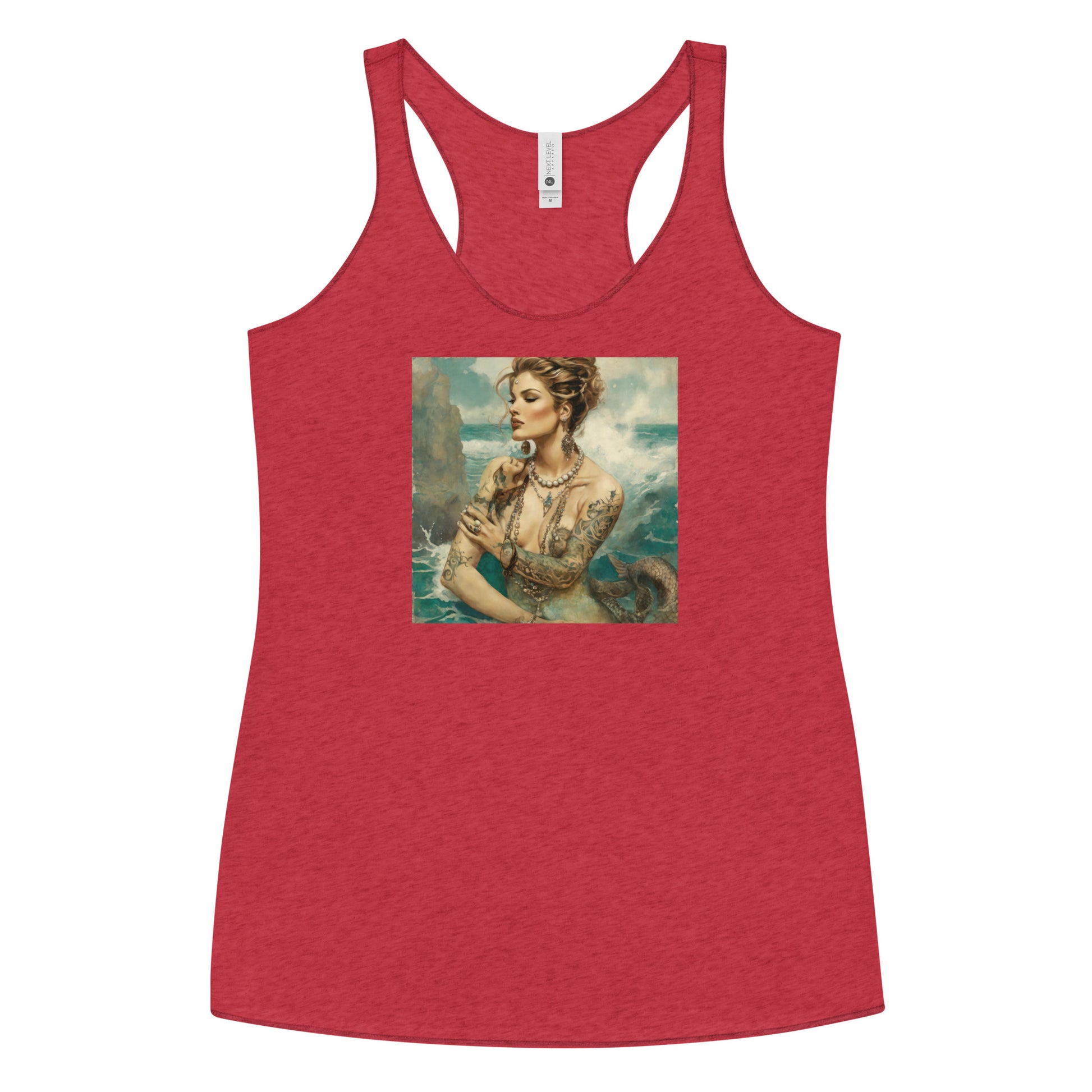 Mermaid with Tattoos Women's Racerback Tank Top Vintage Red