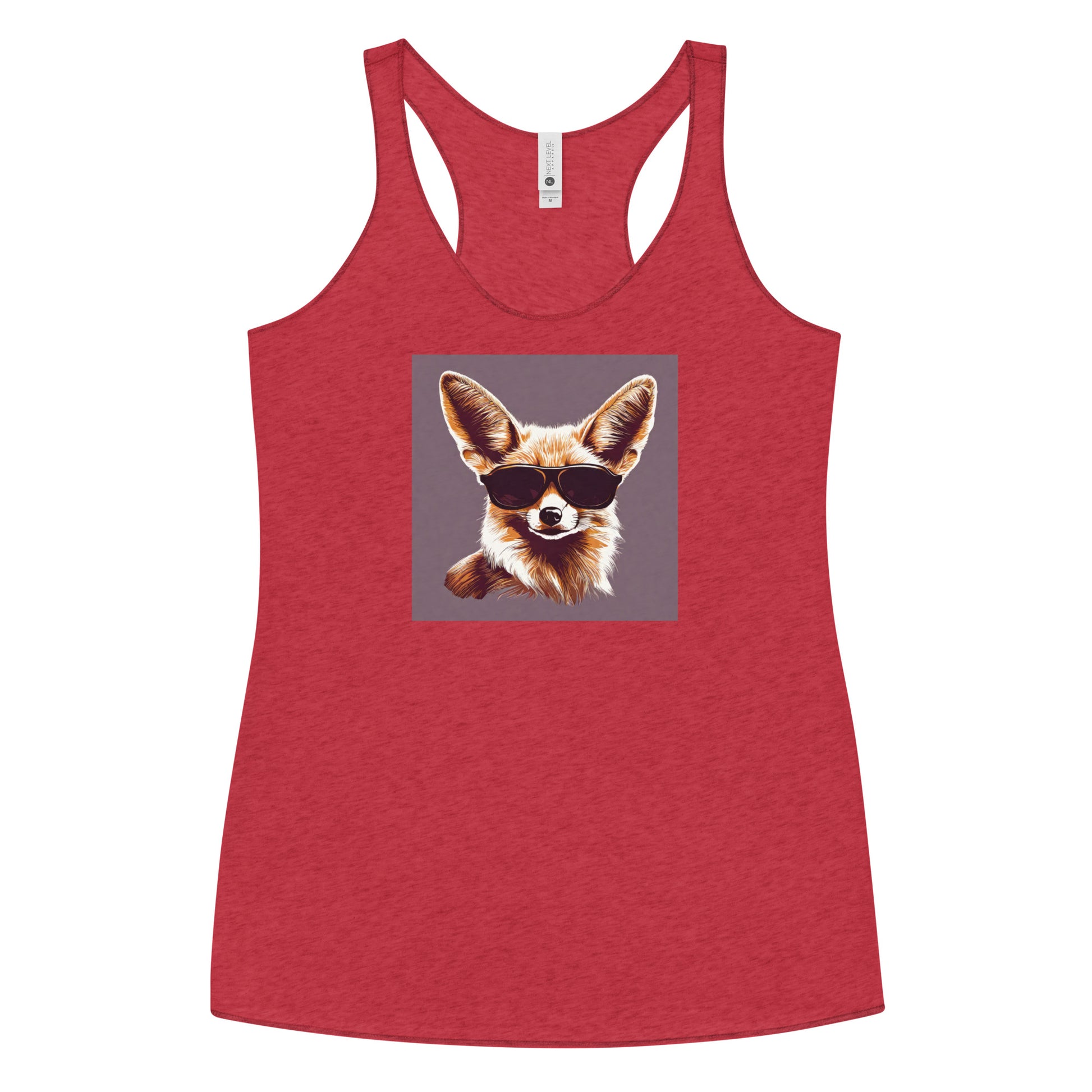 Fennec Fox in Shades Women's Animal Lover Racerback Tank Top Vintage Red