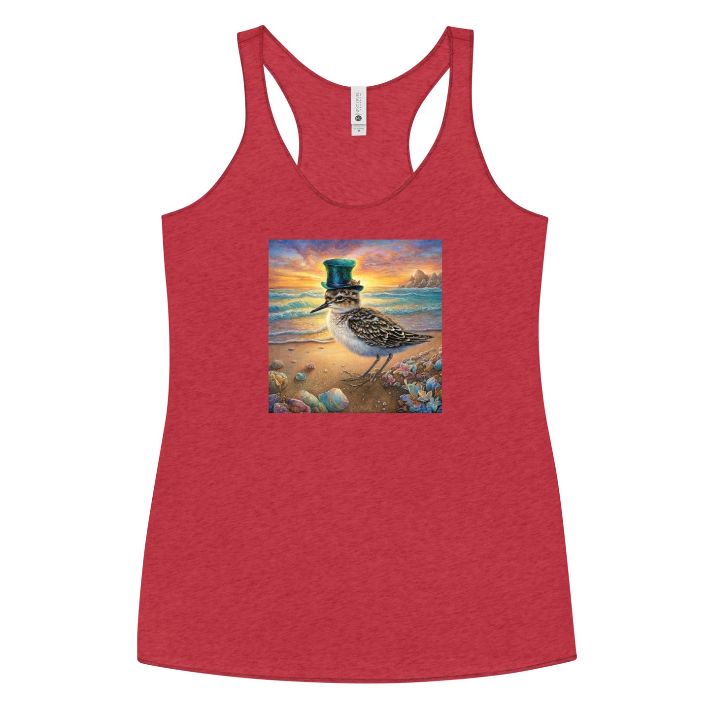 Sandpiper in Top Hat Women's Racerback Beach Tank Top Vintage Red