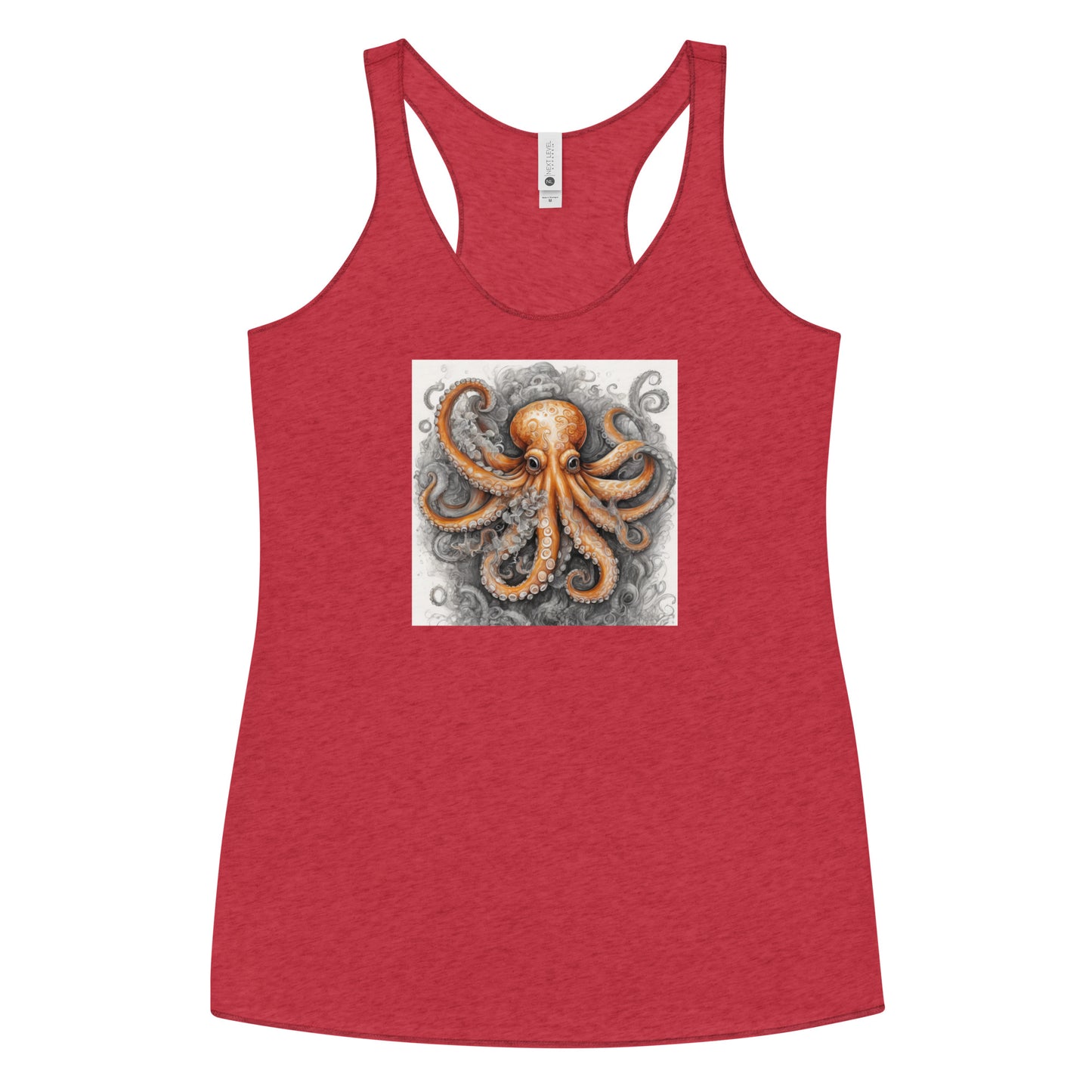 Octopus Women's Animal Lover Racerback Tank Top Vintage Red