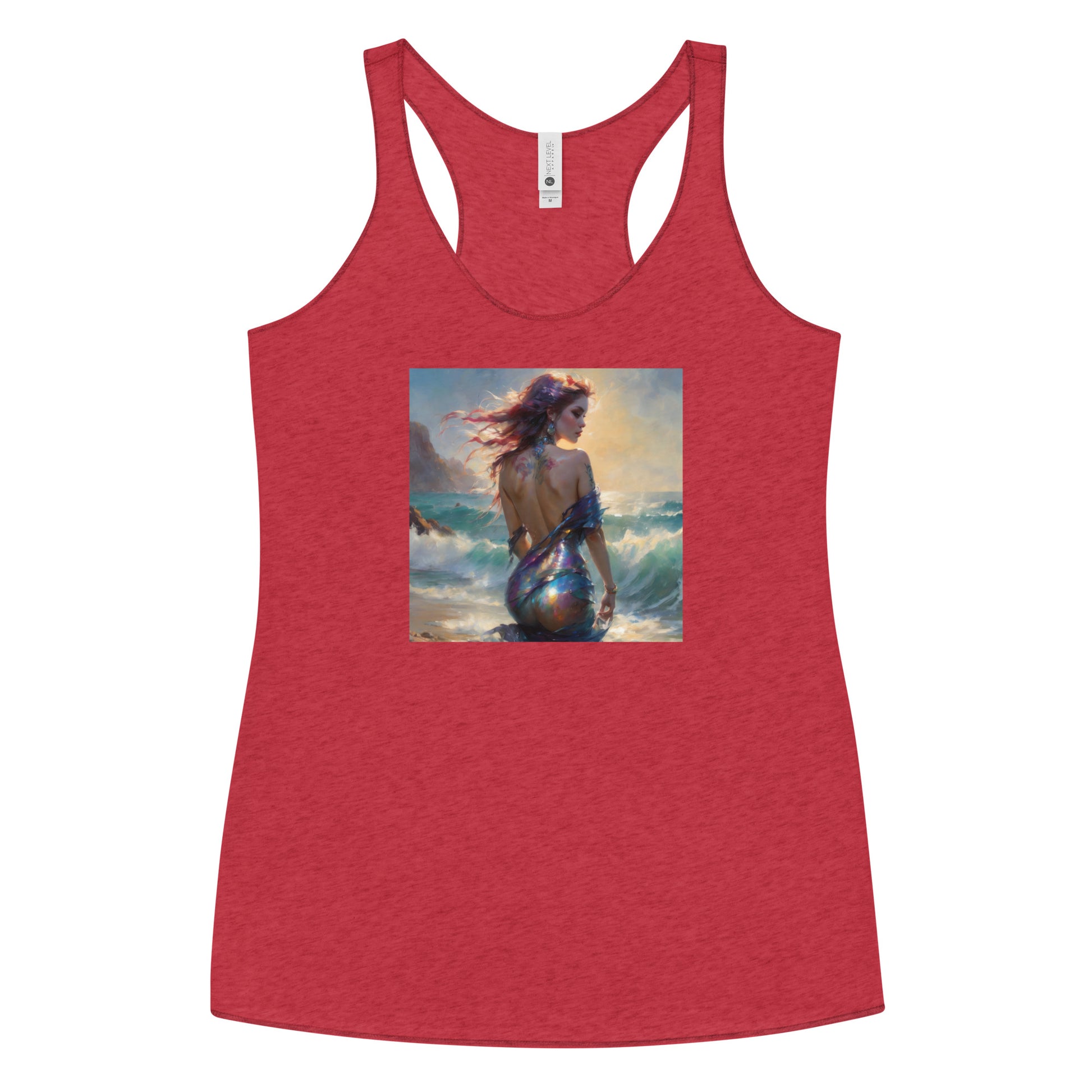 Enchanting Mermaid on Beach Women's Racerback Tank Top Vintage Red