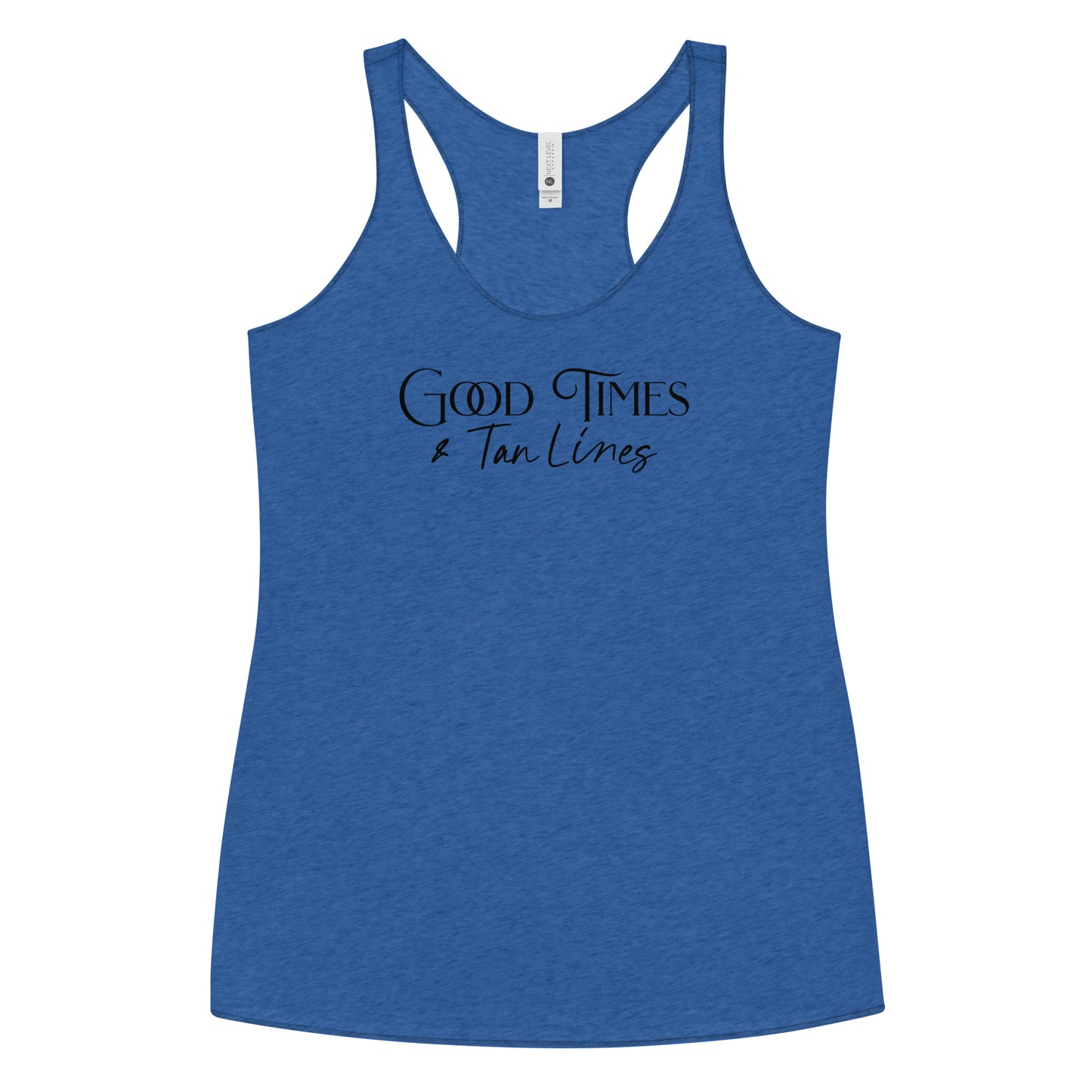 Good Times & Tan Lines Women's Racerback Beach Tank Top Vintage Royal