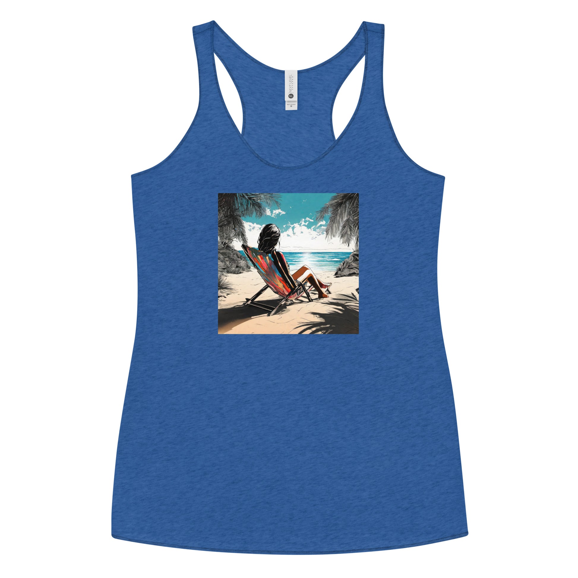 Relaxing on the Beach Women's Racerback Summer Tank Top Vintage Royal