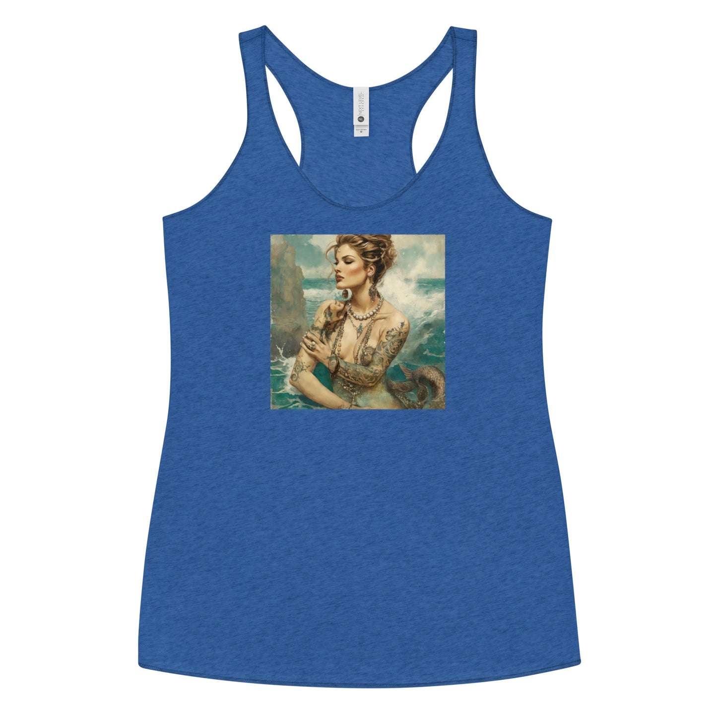 Mermaid with Tattoos Women's Racerback Tank Top Vintage Royal