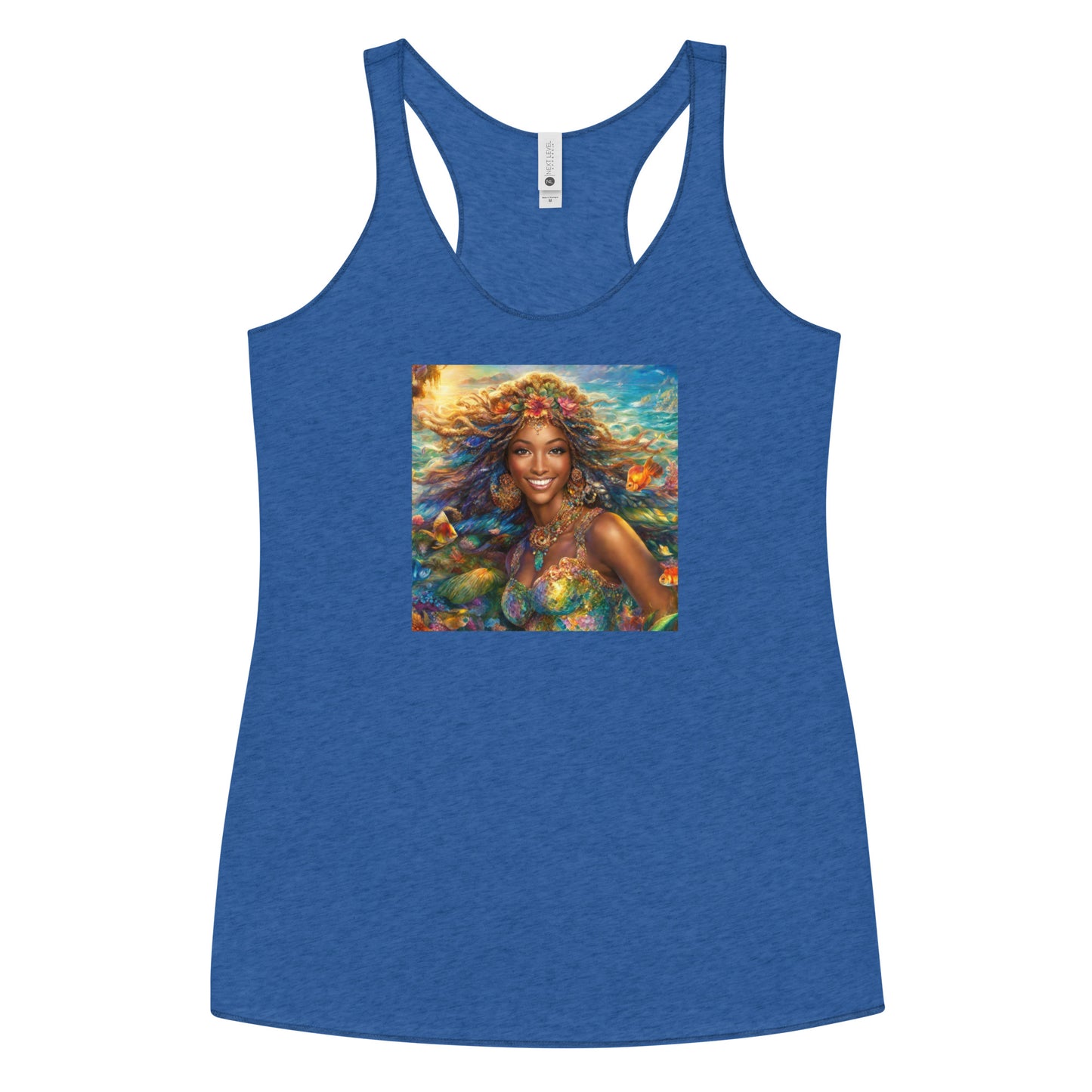 Little Mermaid Fairy Tale Women's Racerback Tank Top Vintage Royal