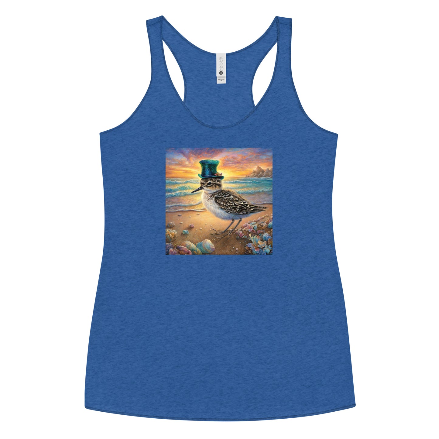 Sandpiper in Top Hat Women's Racerback Beach Tank Top Vintage Royal