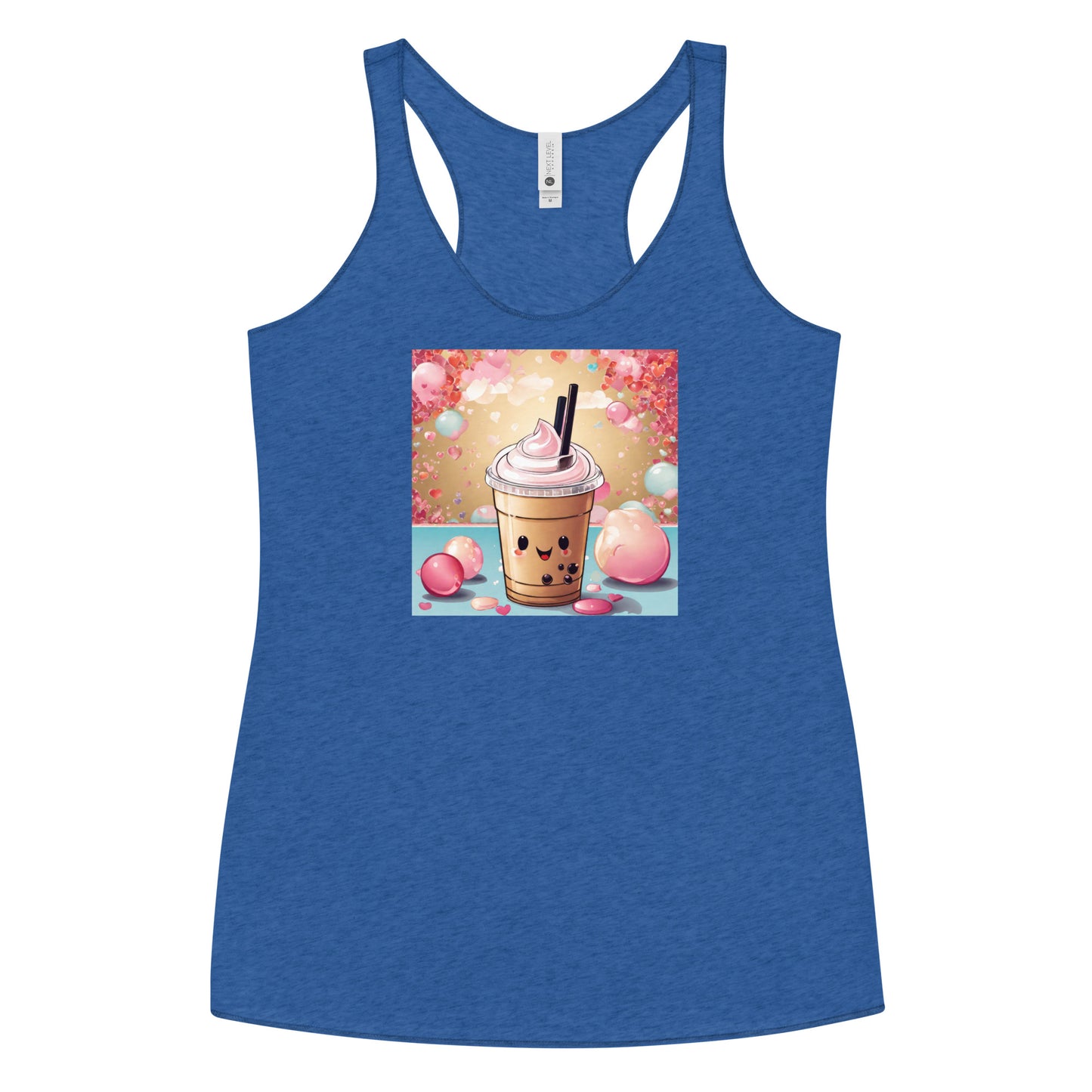 Cute Bubble Milk Tea Women's Boba Racerback Tank Top Vintage Royal